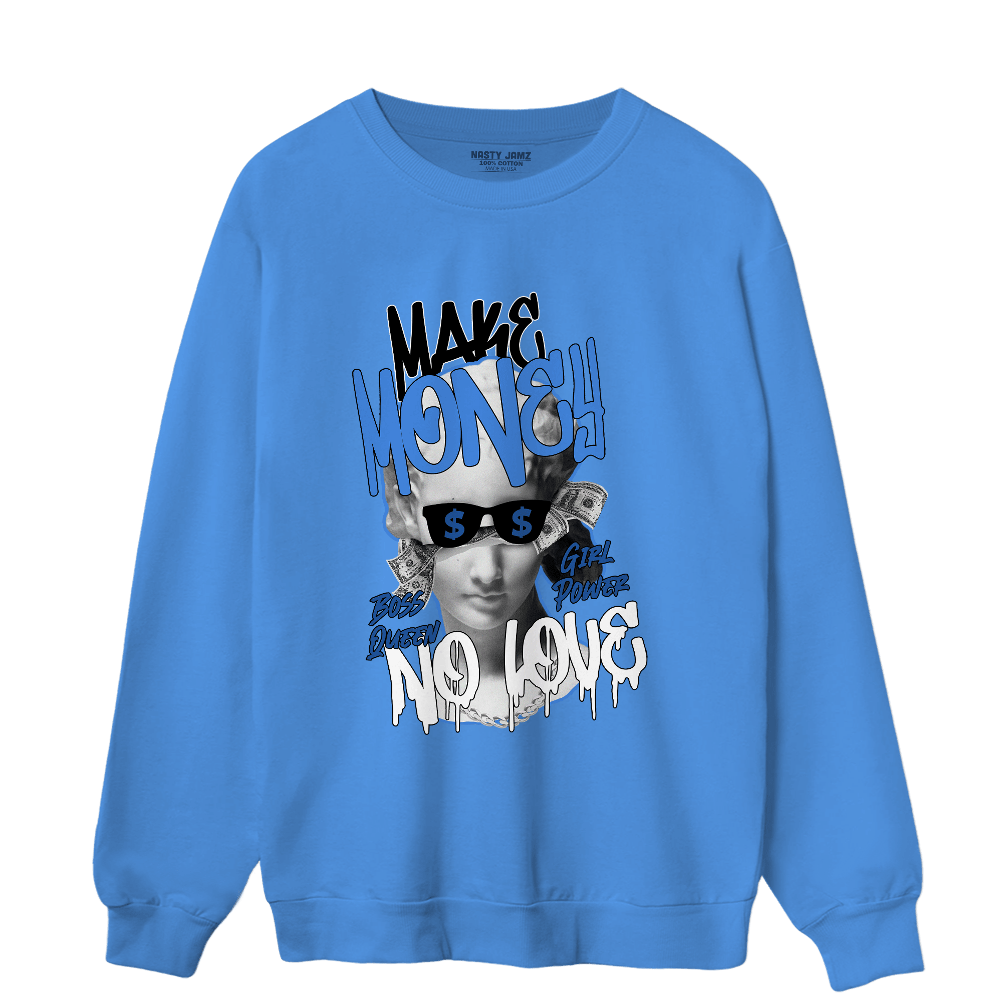University Blue Toe 1s Sweatshirt Match Make Money No Love - NastyJamz