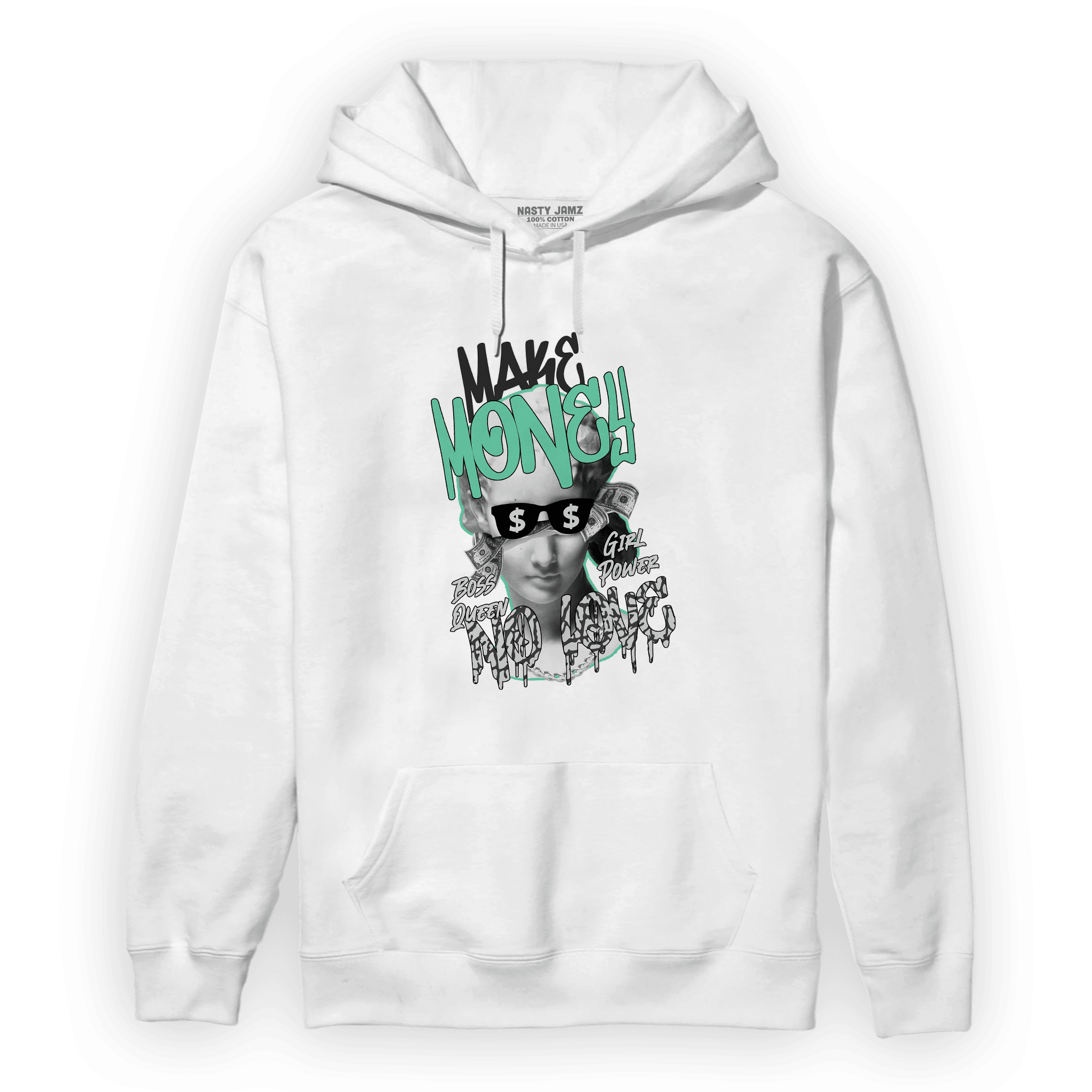 Green Glow 3s Hoodie Match Make Money No Love - NastyJamz