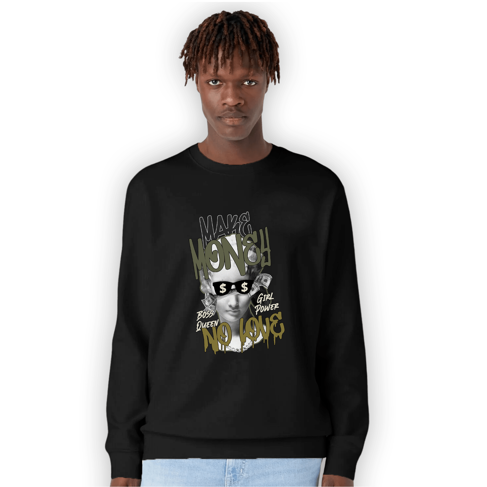 SE Craft Medium Olive 4s Sweatshirt Match Make Money No Love - NastyJamz