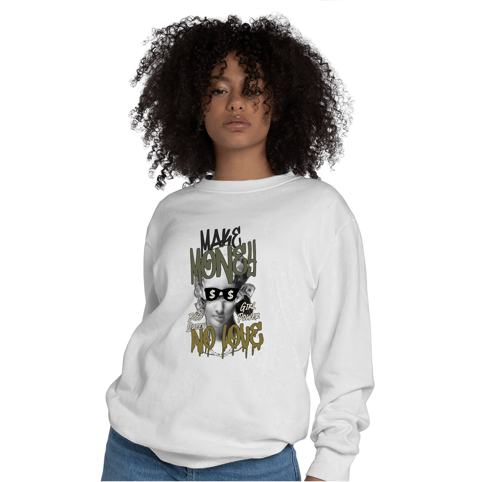 SE Craft Medium Olive 4s Sweatshirt Match Make Money No Love - NastyJamz