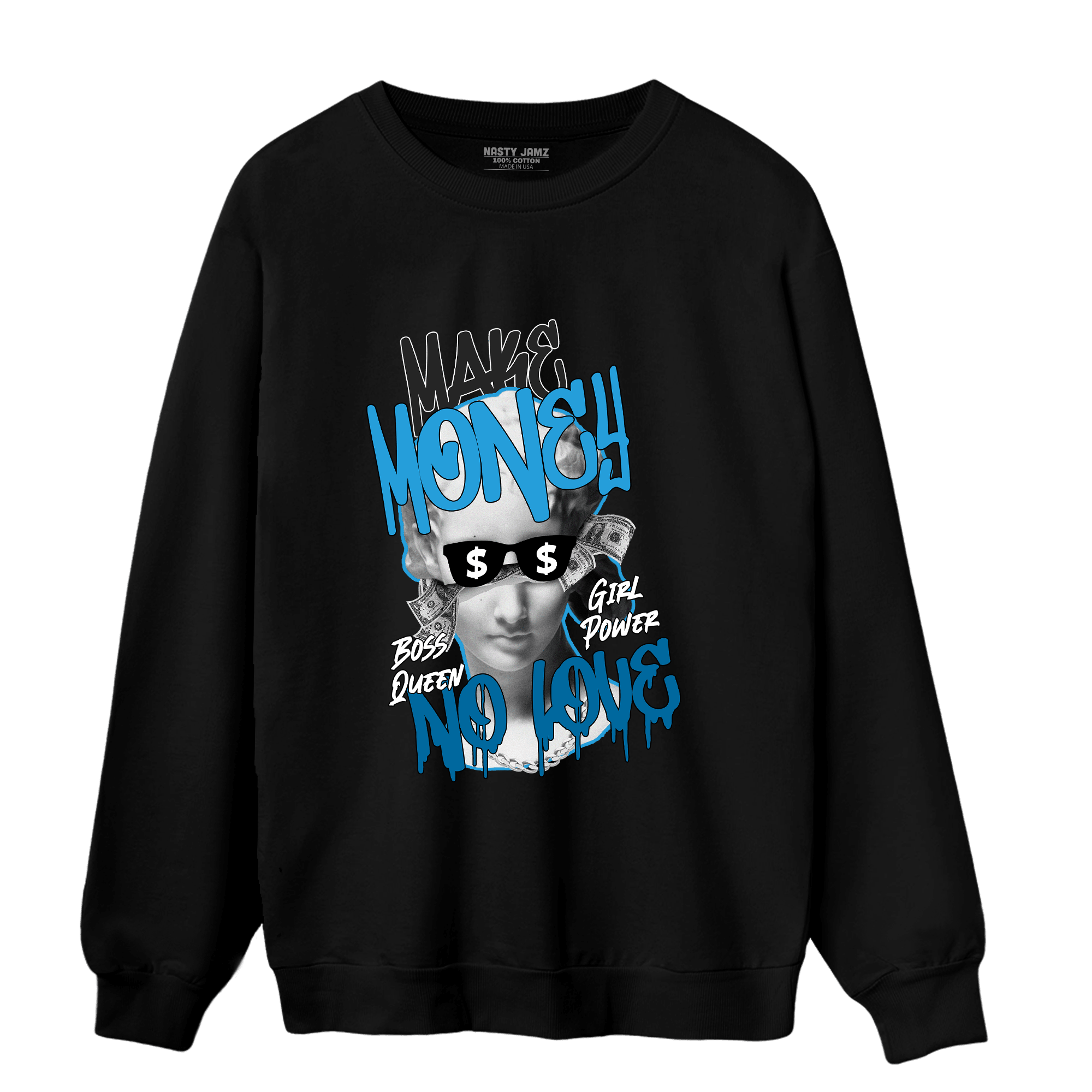 Powder Blue 9s Sweatshirt Match Make Money No Love - NastyJamz