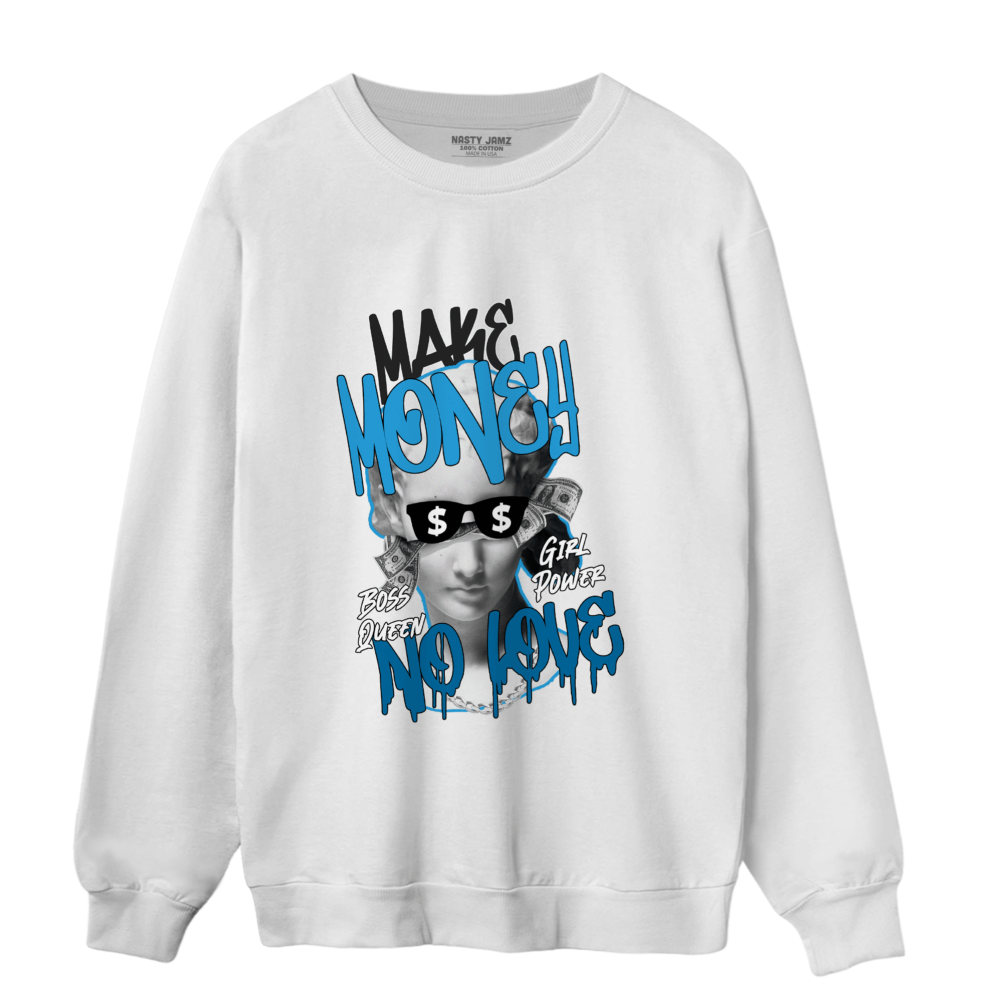 Powder Blue 9s Sweatshirt Match Make Money No Love - NastyJamz