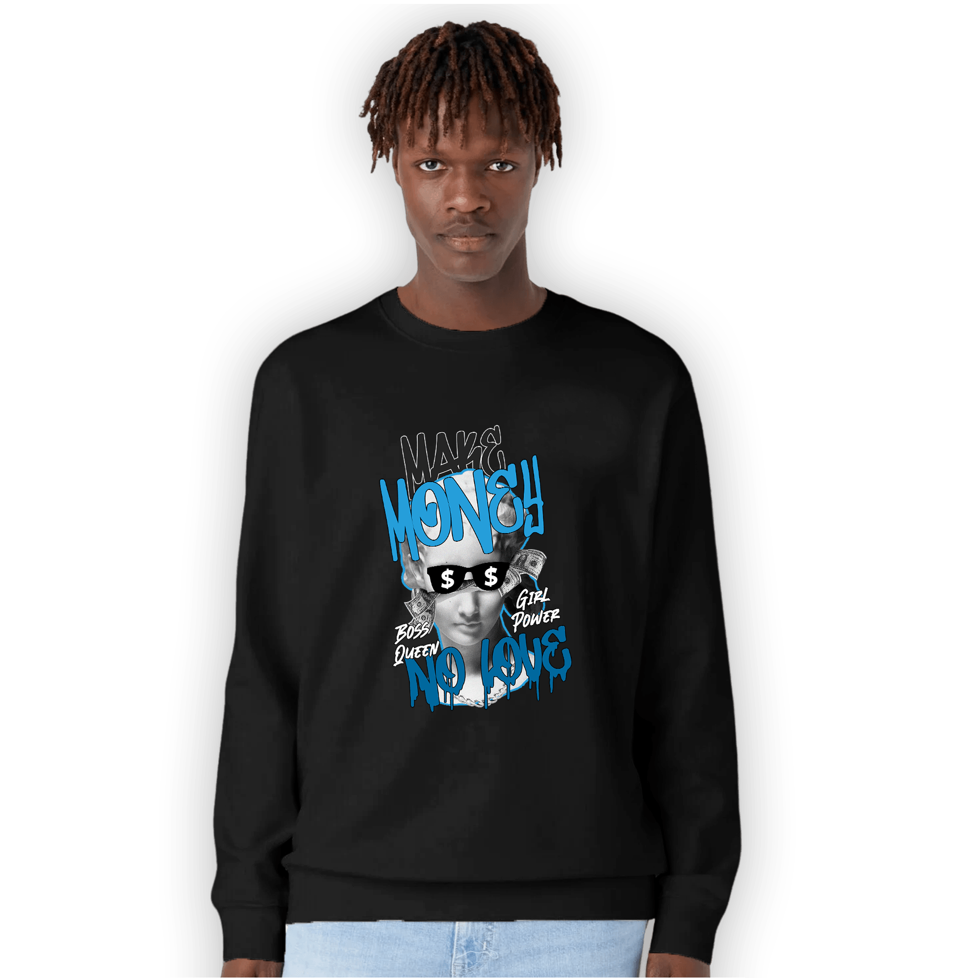Powder Blue 9s Sweatshirt Match Make Money No Love - NastyJamz