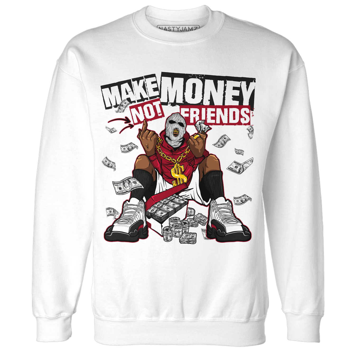 Retro Red Taxi 12s Sweatshirt Match Make Money Not Friends - NastyJamz