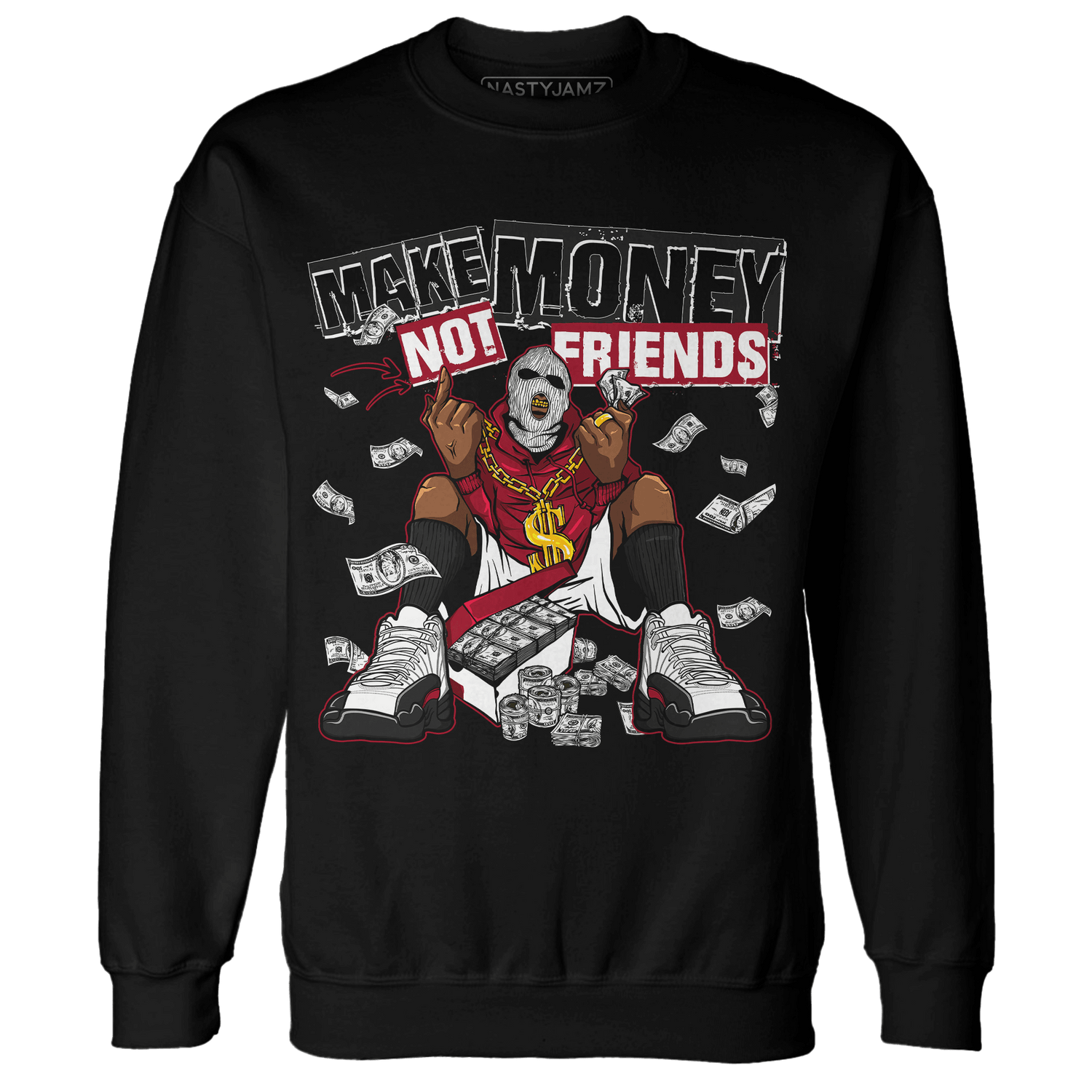 Retro Red Taxi 12s Sweatshirt Match Make Money Not Friends - NastyJamz