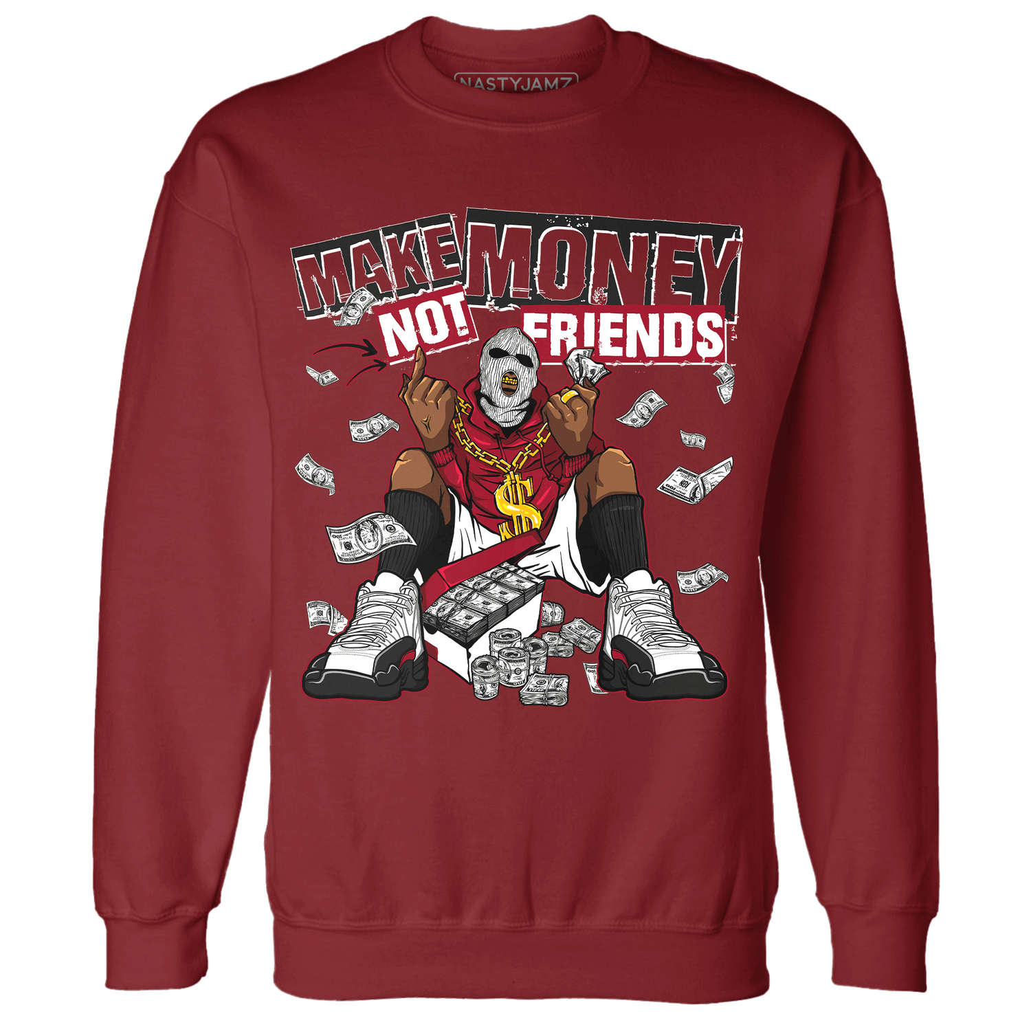 Retro Red Taxi 12s Sweatshirt Match Make Money Not Friends - NastyJamz