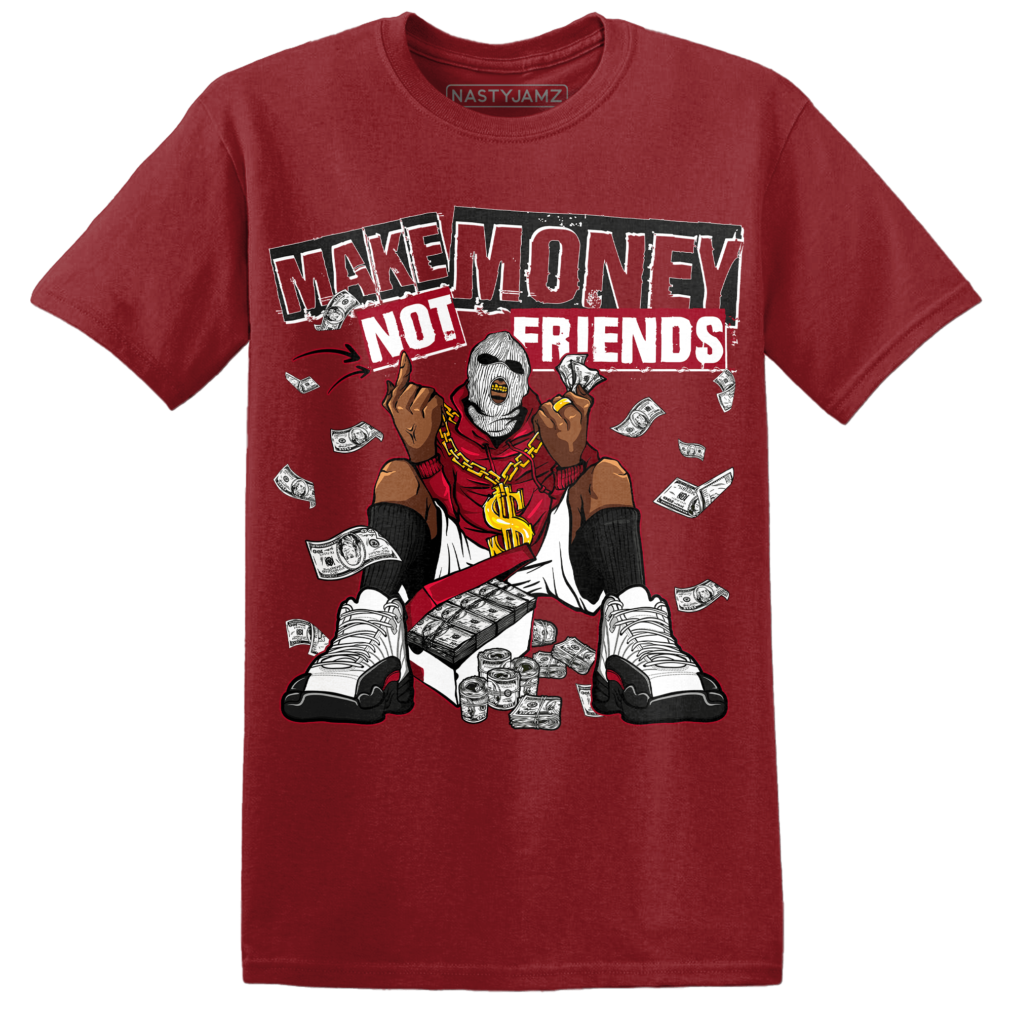Retro Red Taxi 12s T Shirt Match Make Money Not Friends - NastyJamz