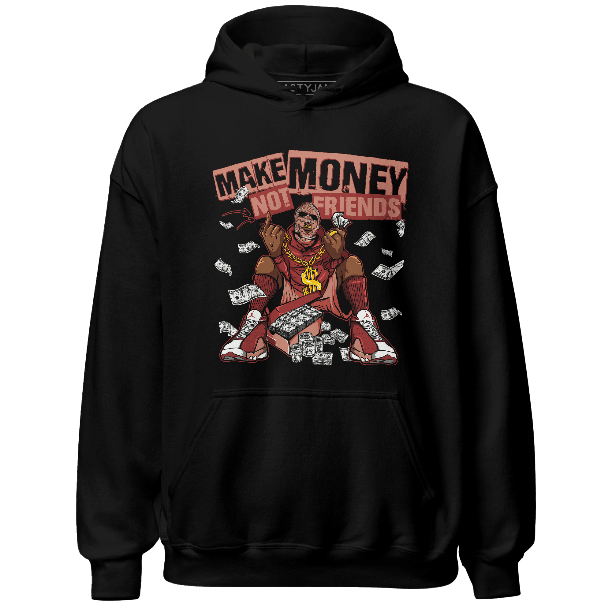 Dune Red 13s Hoodie Match Make Money Not Friends - NastyJamz