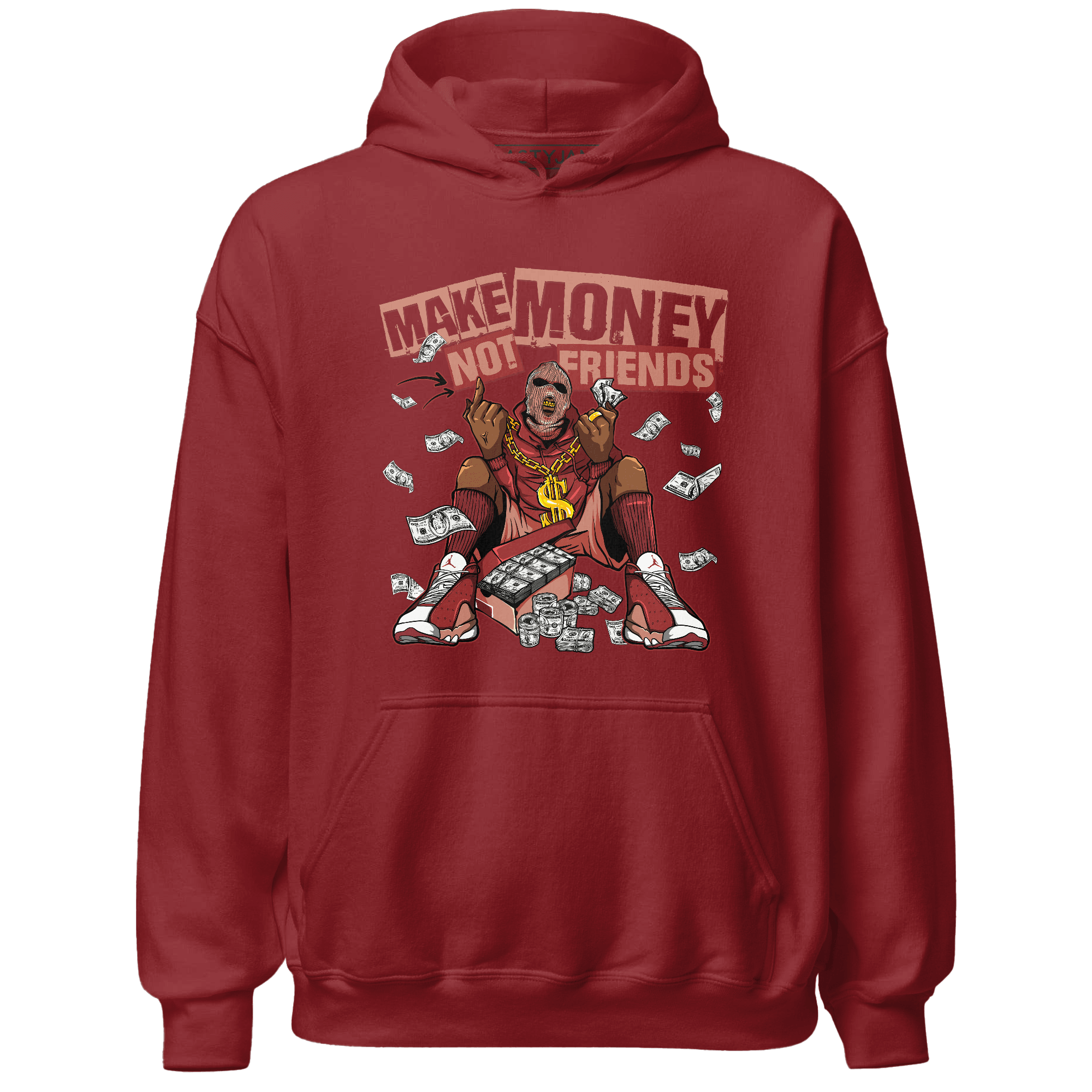 Dune Red 13s Hoodie Match Make Money Not Friends - NastyJamz
