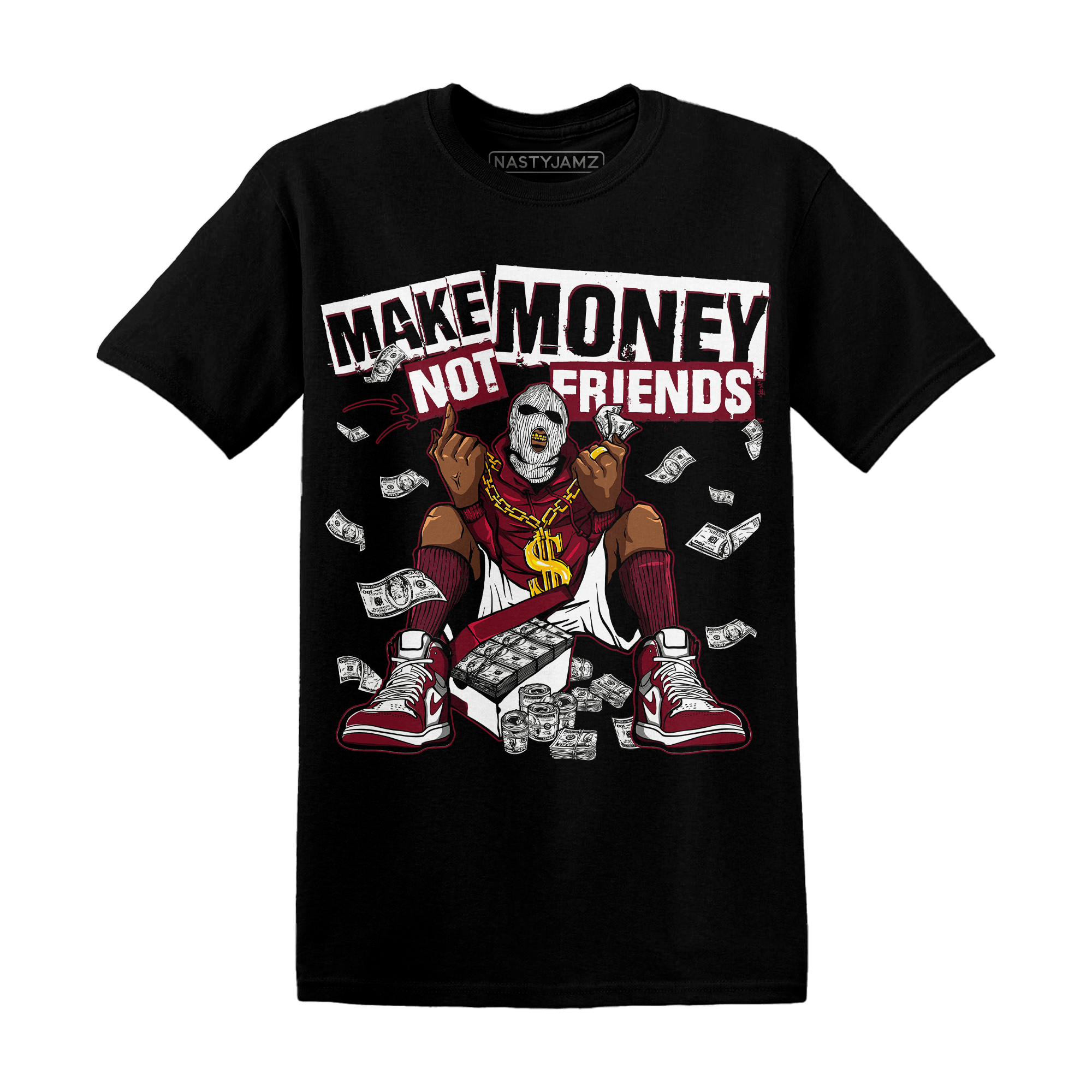 High White Team Red 1s T Shirt Match Make Money Not Friends - NastyJamz