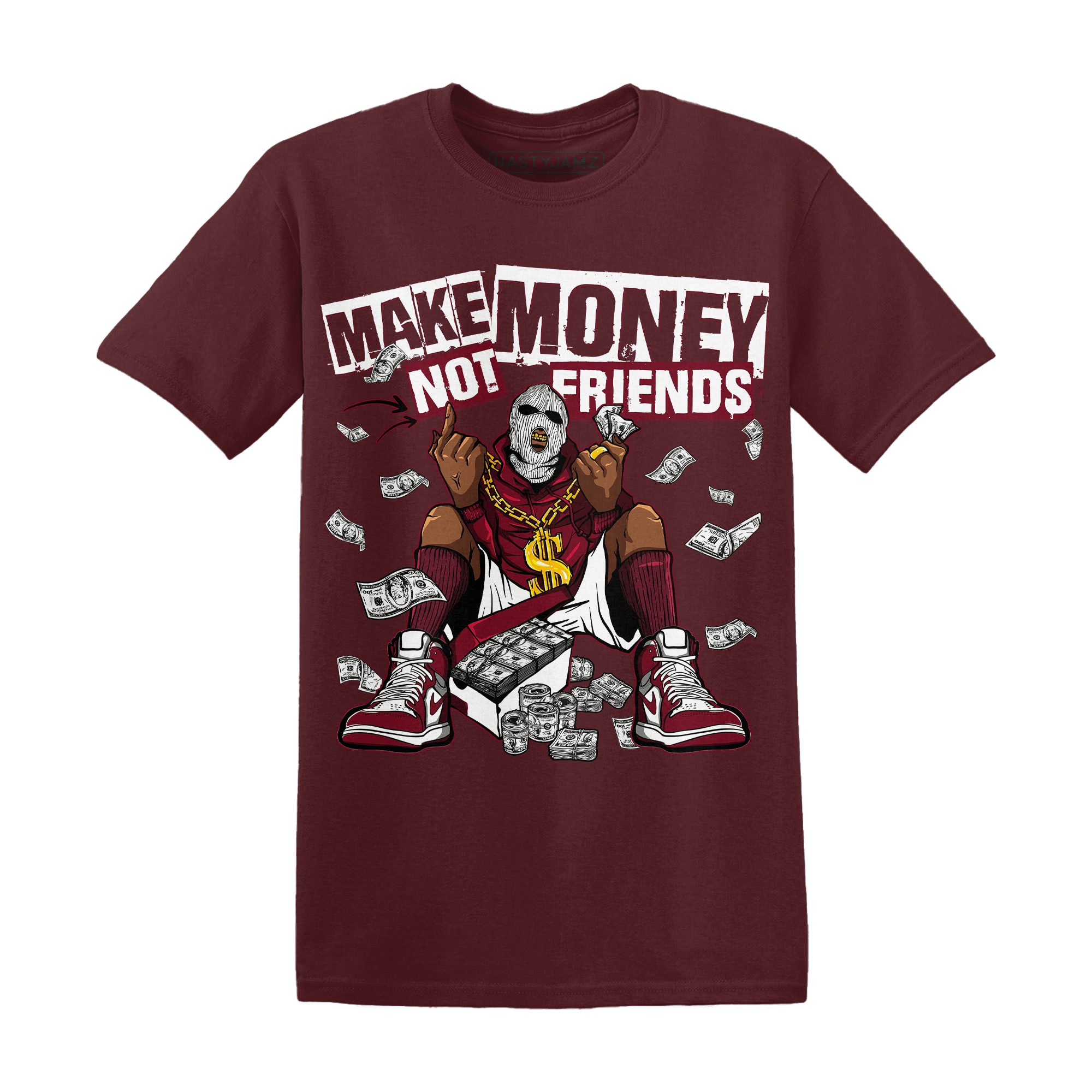 High White Team Red 1s T Shirt Match Make Money Not Friends - NastyJamz