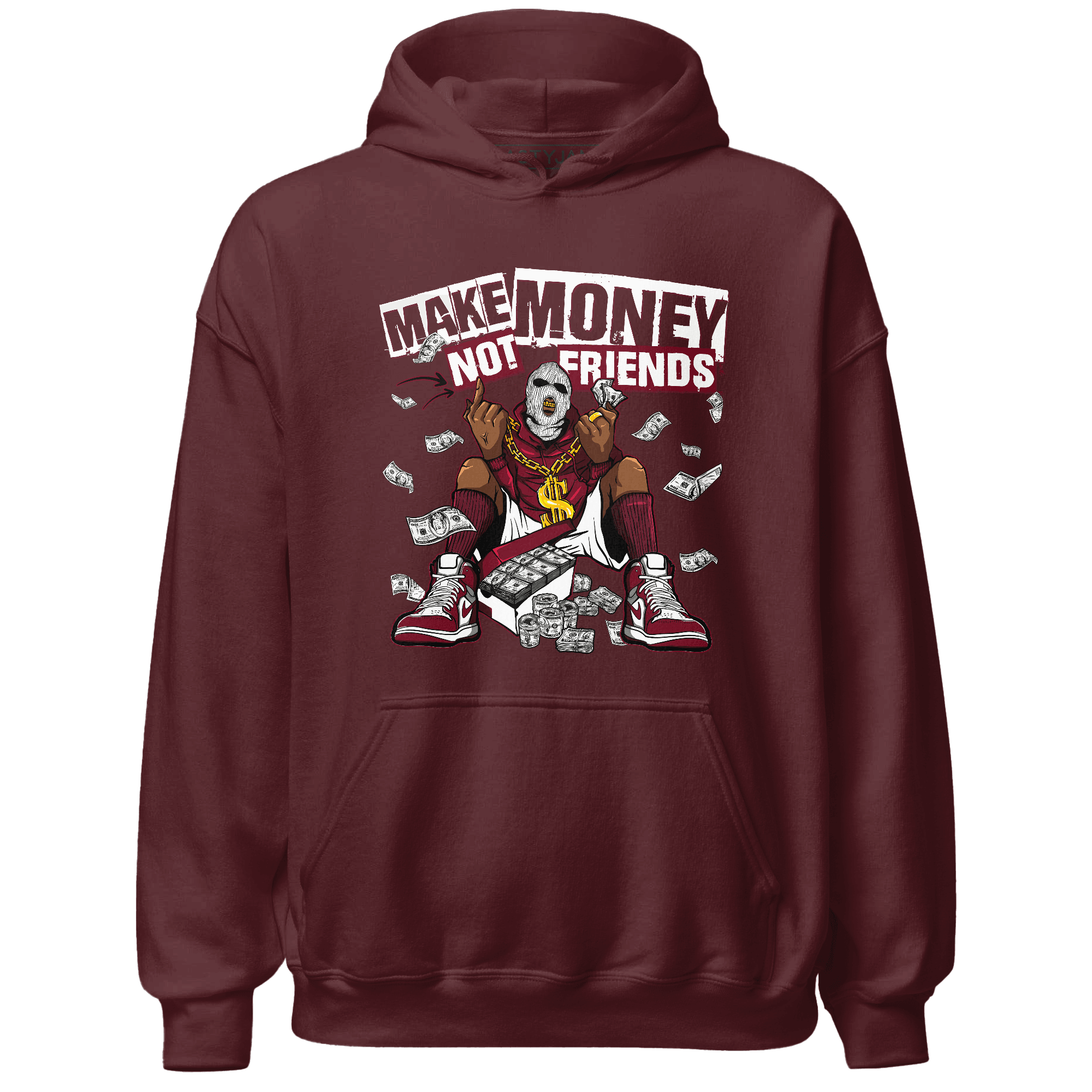 High White Team Red 1s Hoodie Match Make Money Not Friends - NastyJamz