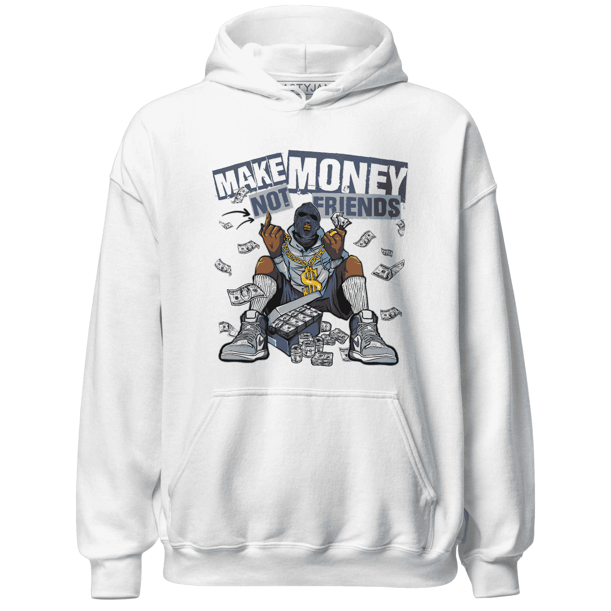 Mid Diffused Blue Grey 1s Hoodie Match Make Money Not Friends - NastyJamz