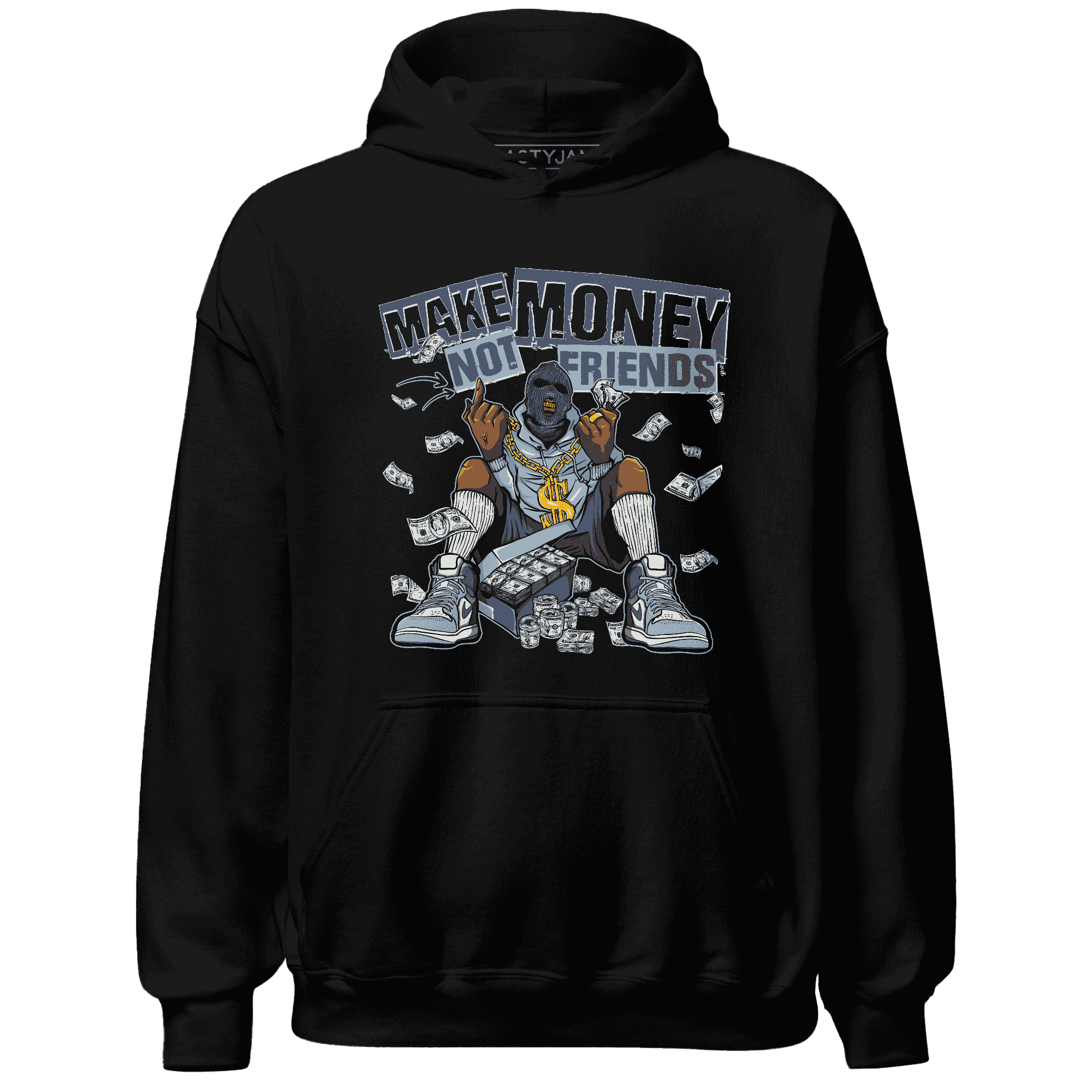 Mid Diffused Blue Grey 1s Hoodie Match Make Money Not Friends - NastyJamz