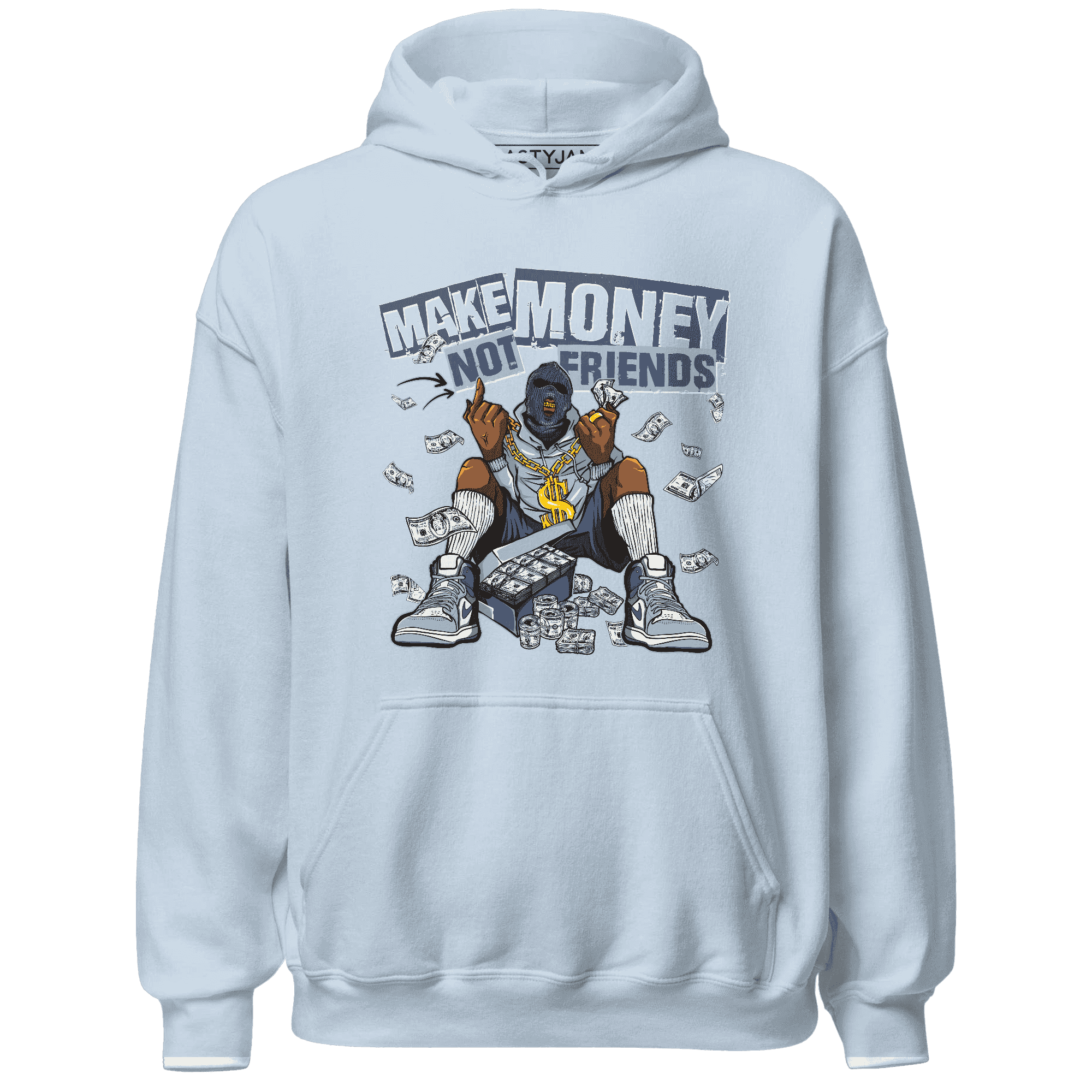 Mid Diffused Blue Grey 1s Hoodie Match Make Money Not Friends - NastyJamz