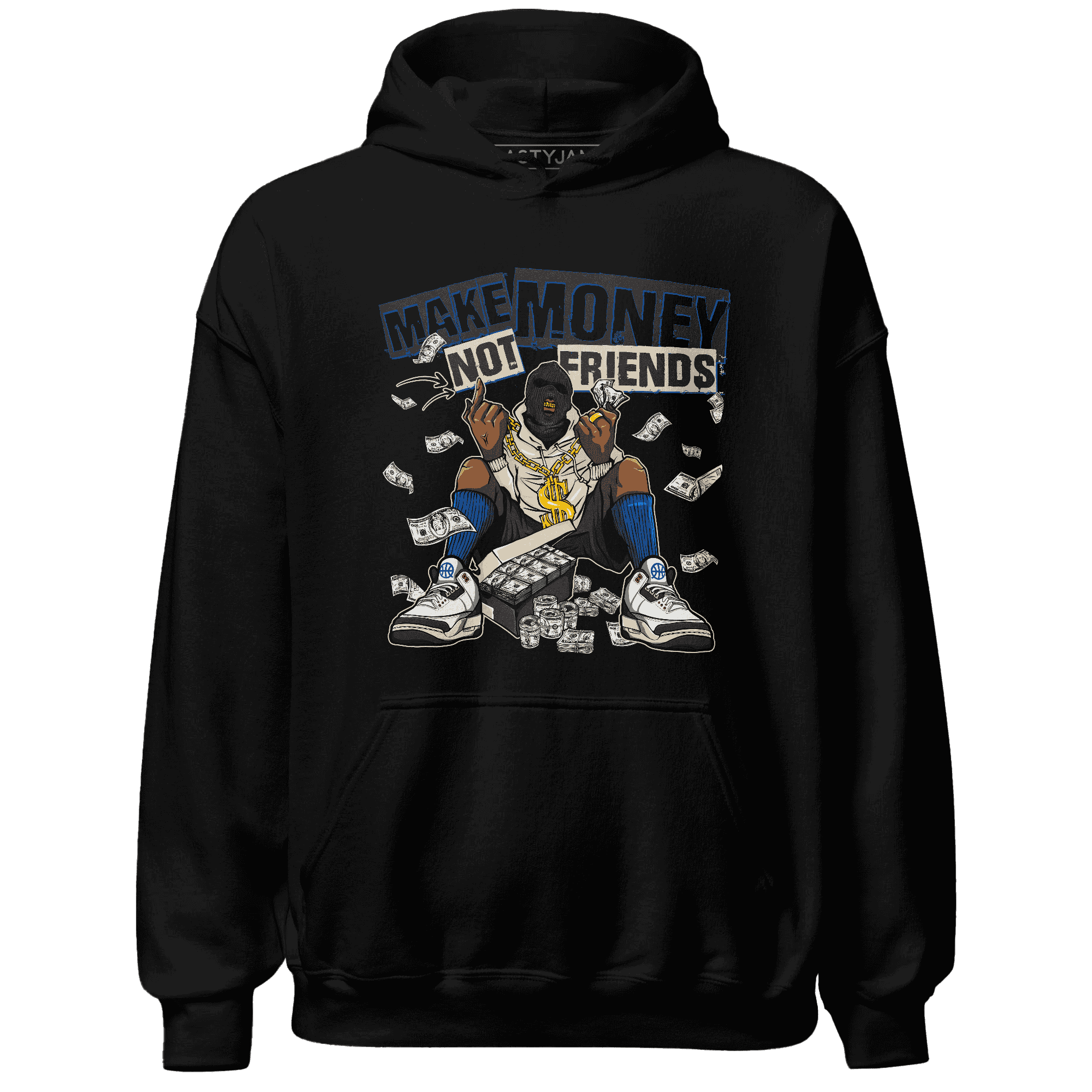 Quaiii 54s Hoodie Match Make Money Not Friends - NastyJamz
