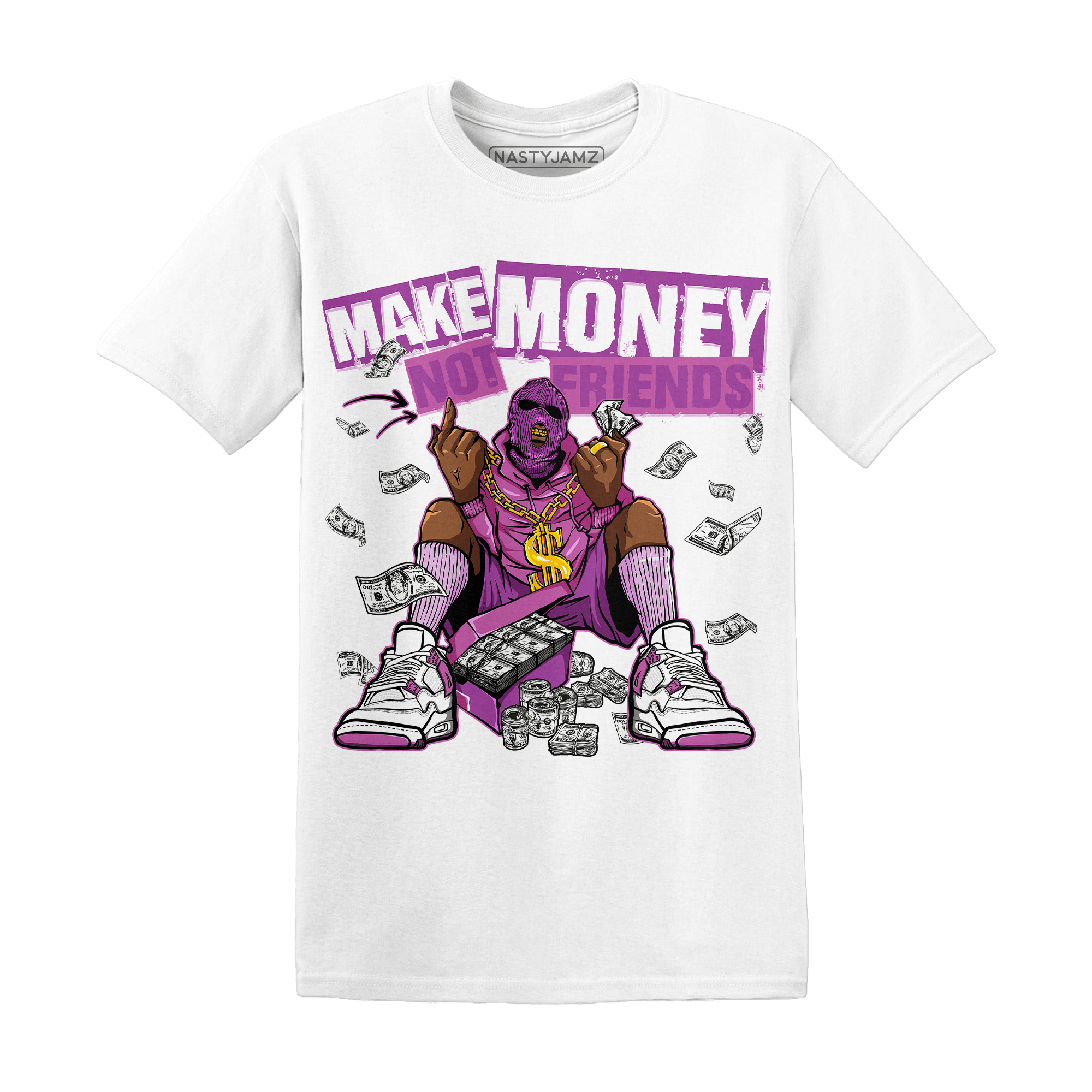 GS Hyper Violet 4s T Shirt Match Make Money Not Friends - NastyJamz