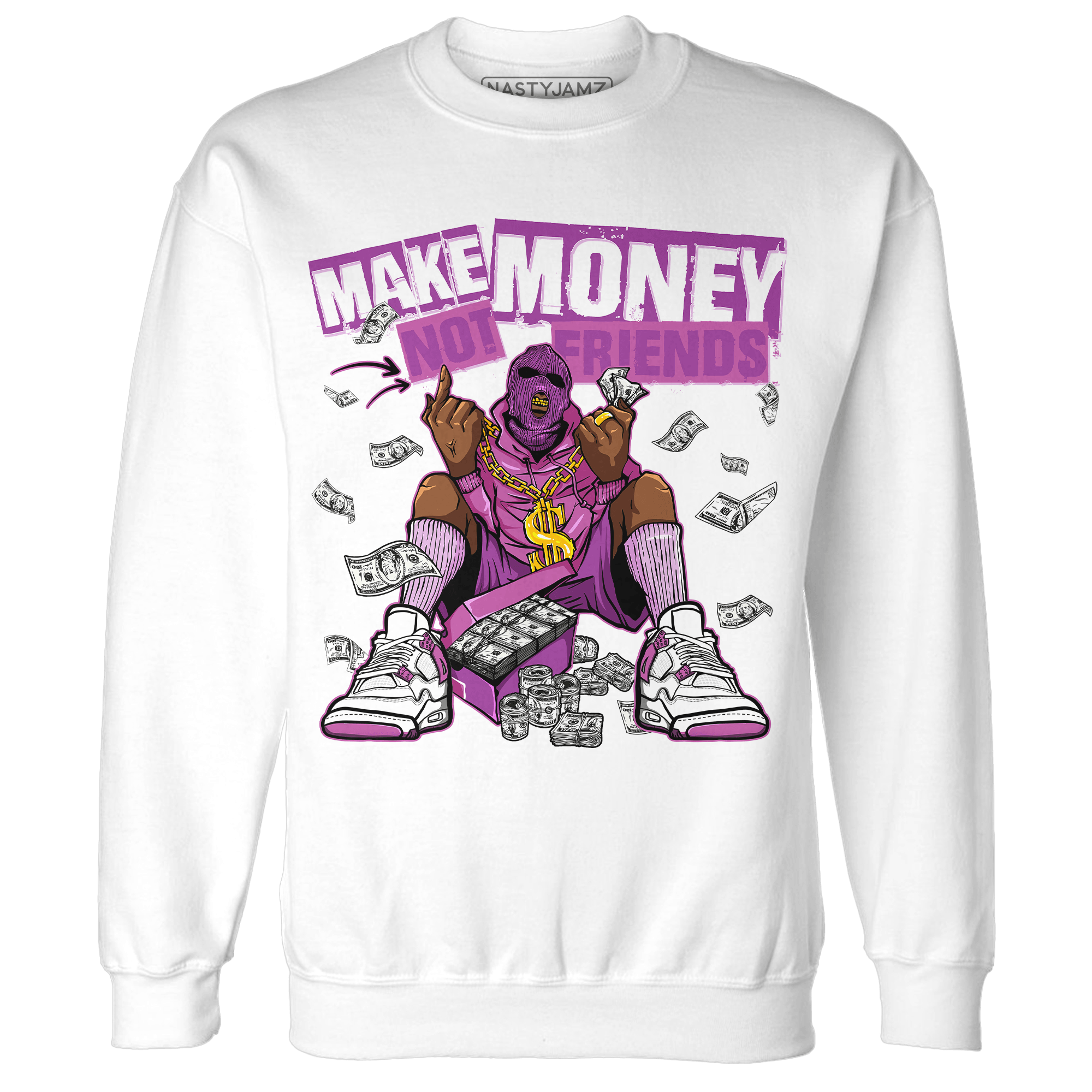 GS Hyper Violet 4s Sweatshirt Match Make Money Not Friends - NastyJamz
