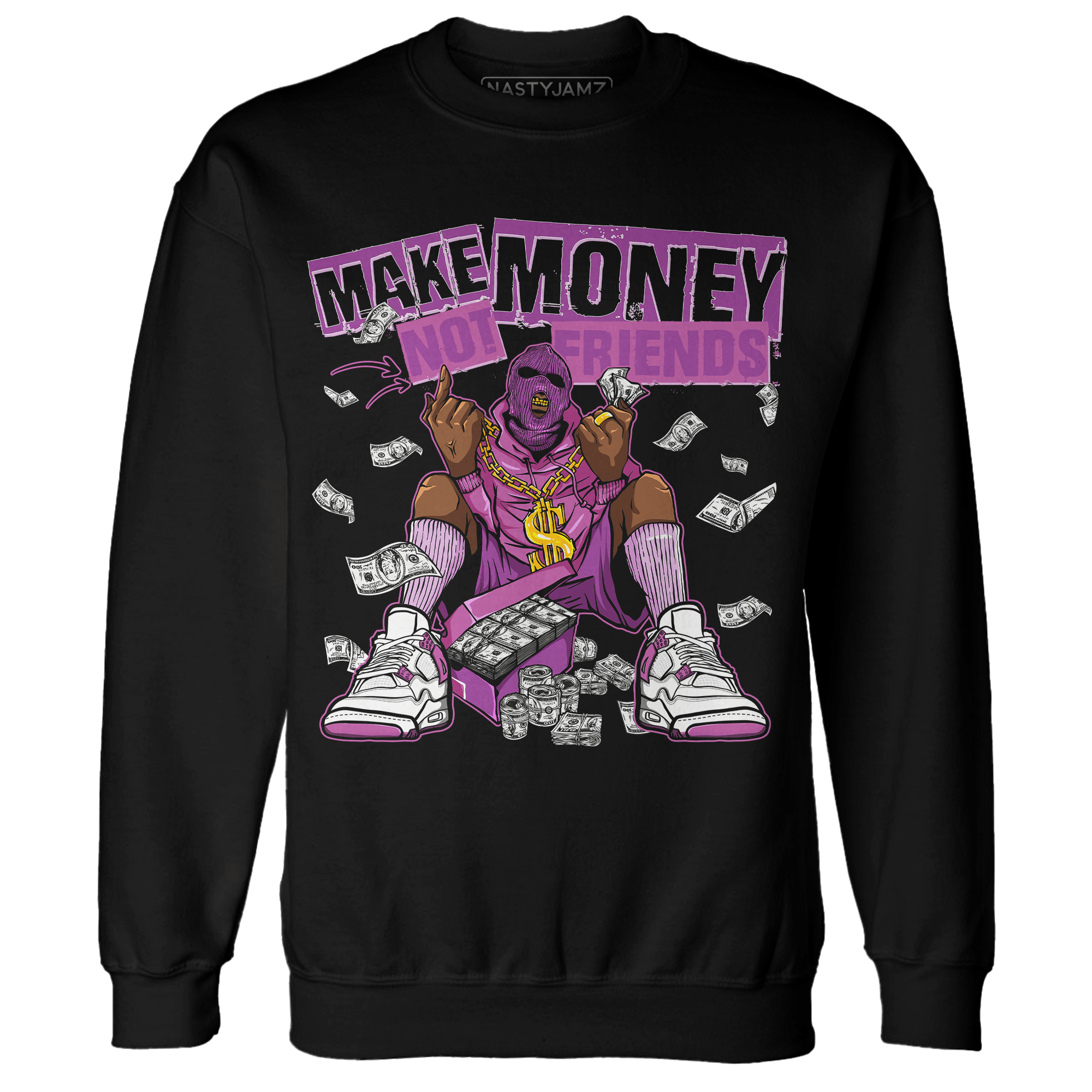 GS Hyper Violet 4s Sweatshirt Match Make Money Not Friends - NastyJamz