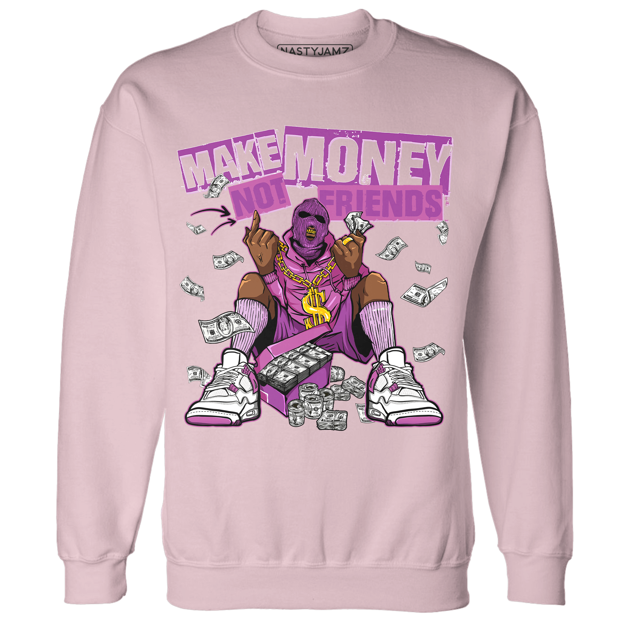 GS Hyper Violet 4s Sweatshirt Match Make Money Not Friends - NastyJamz
