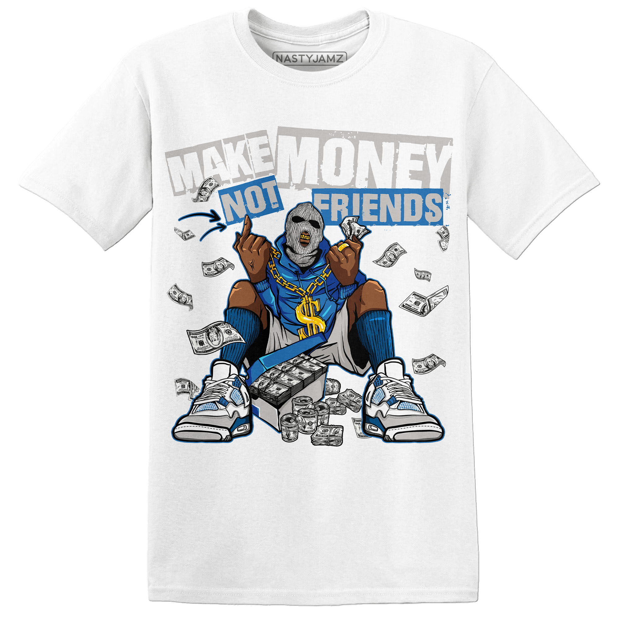 Industrial Blue 4s T Shirt Match Make Money Not Friends - NastyJamz