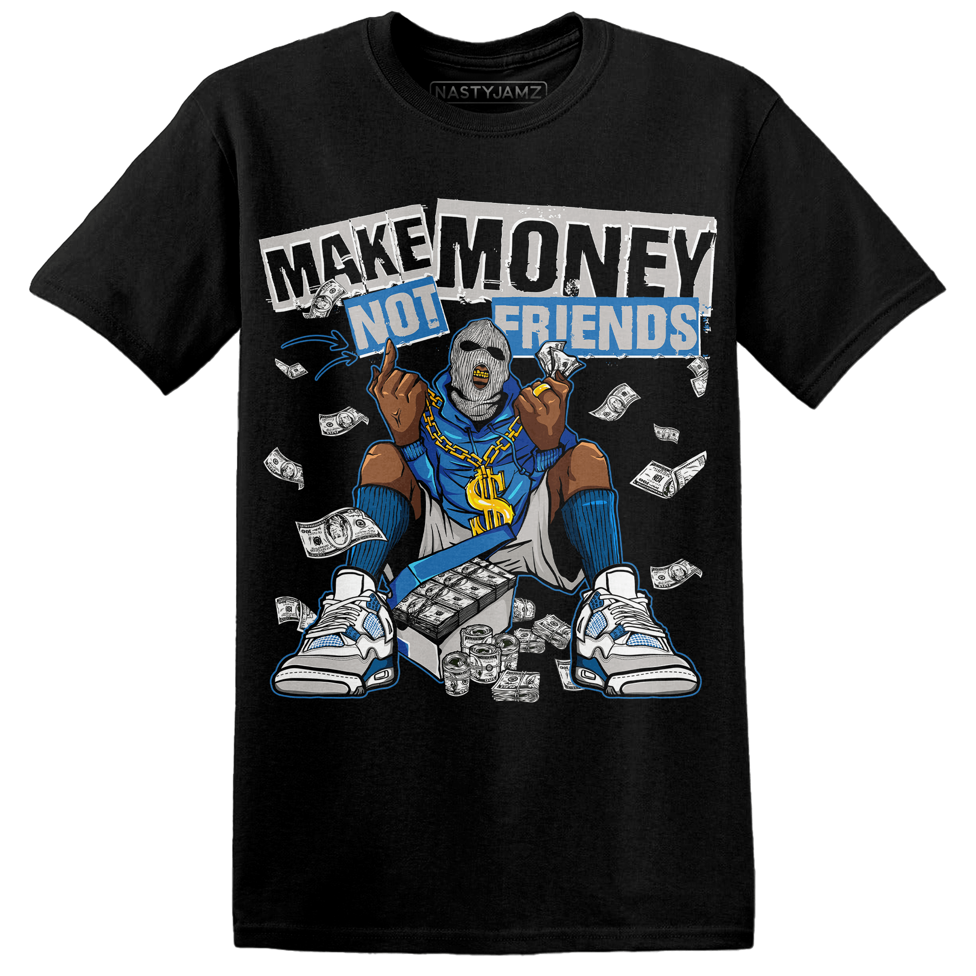 Industrial Blue 4s T Shirt Match Make Money Not Friends - NastyJamz