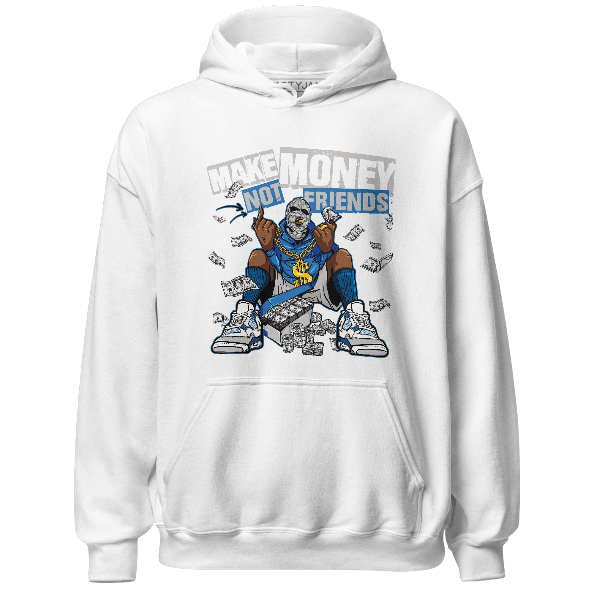 Industrial Blue 4s Hoodie Match Make Money Not Friends - NastyJamz