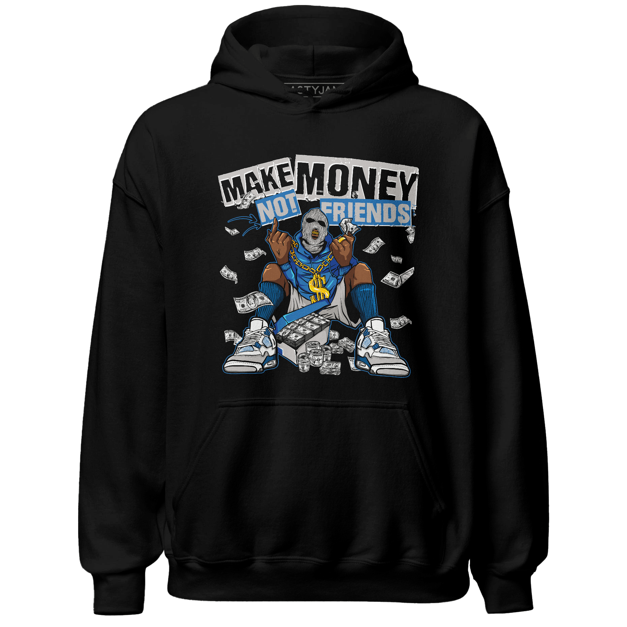 Industrial Blue 4s Hoodie Match Make Money Not Friends - NastyJamz