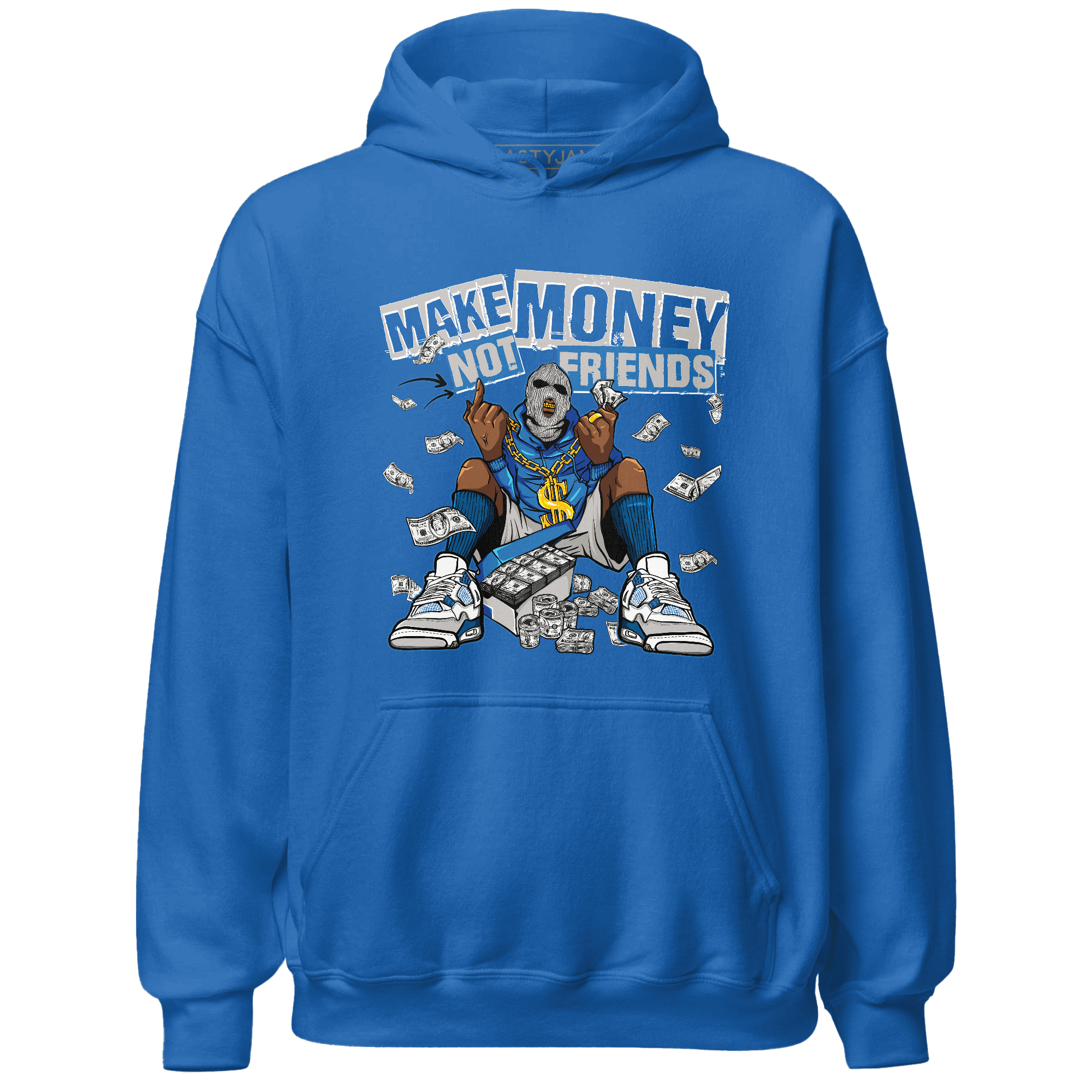 Industrial Blue 4s Hoodie Match Make Money Not Friends - NastyJamz