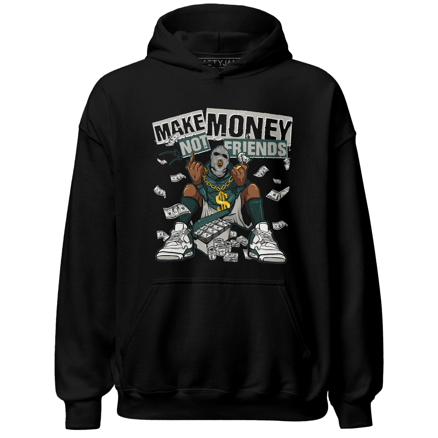 Oxidized Green 4s Hoodie Match Make Money Not Friends - NastyJamz