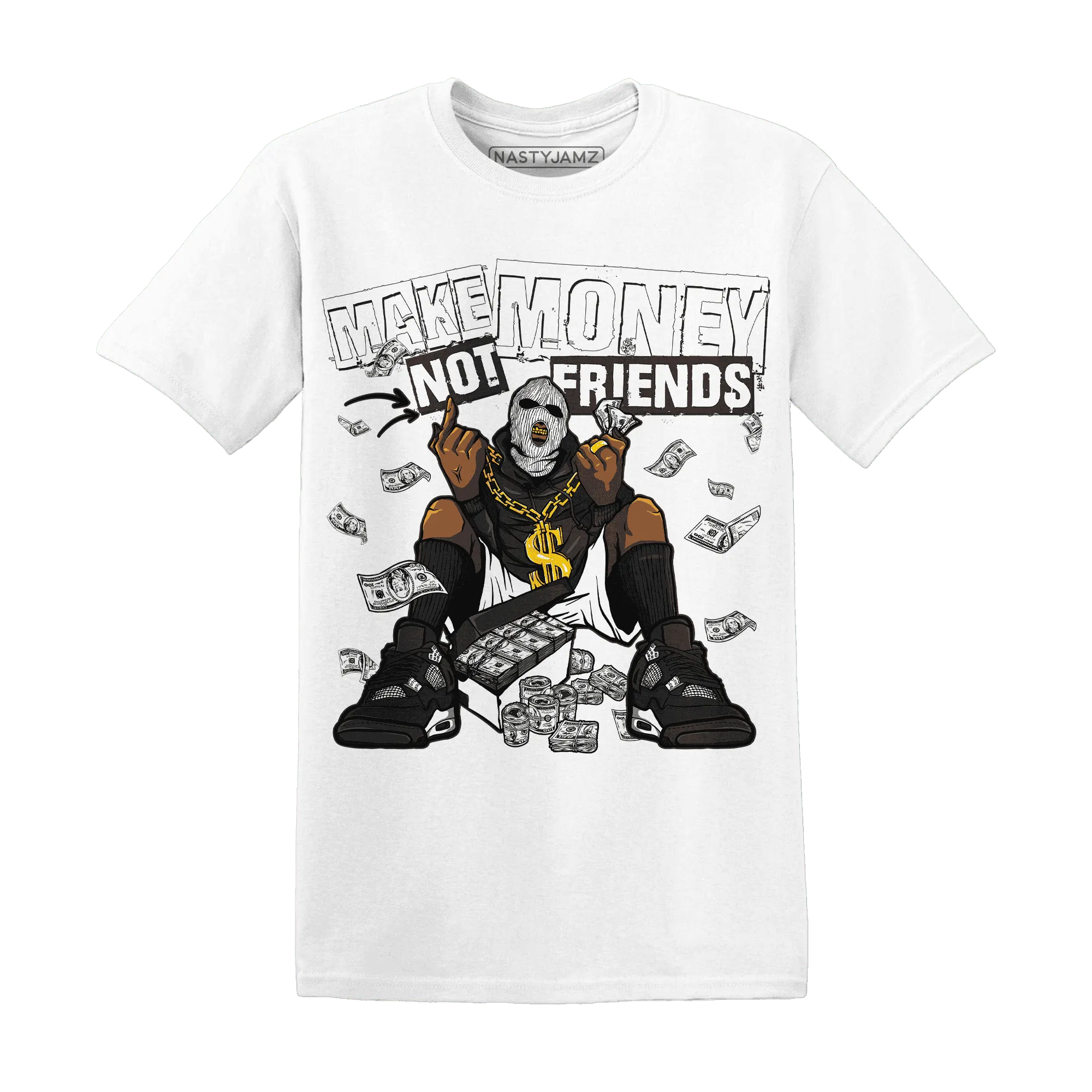 White-Thunder-4s-T-Shirt-Match-Make-Money-Not-Friends