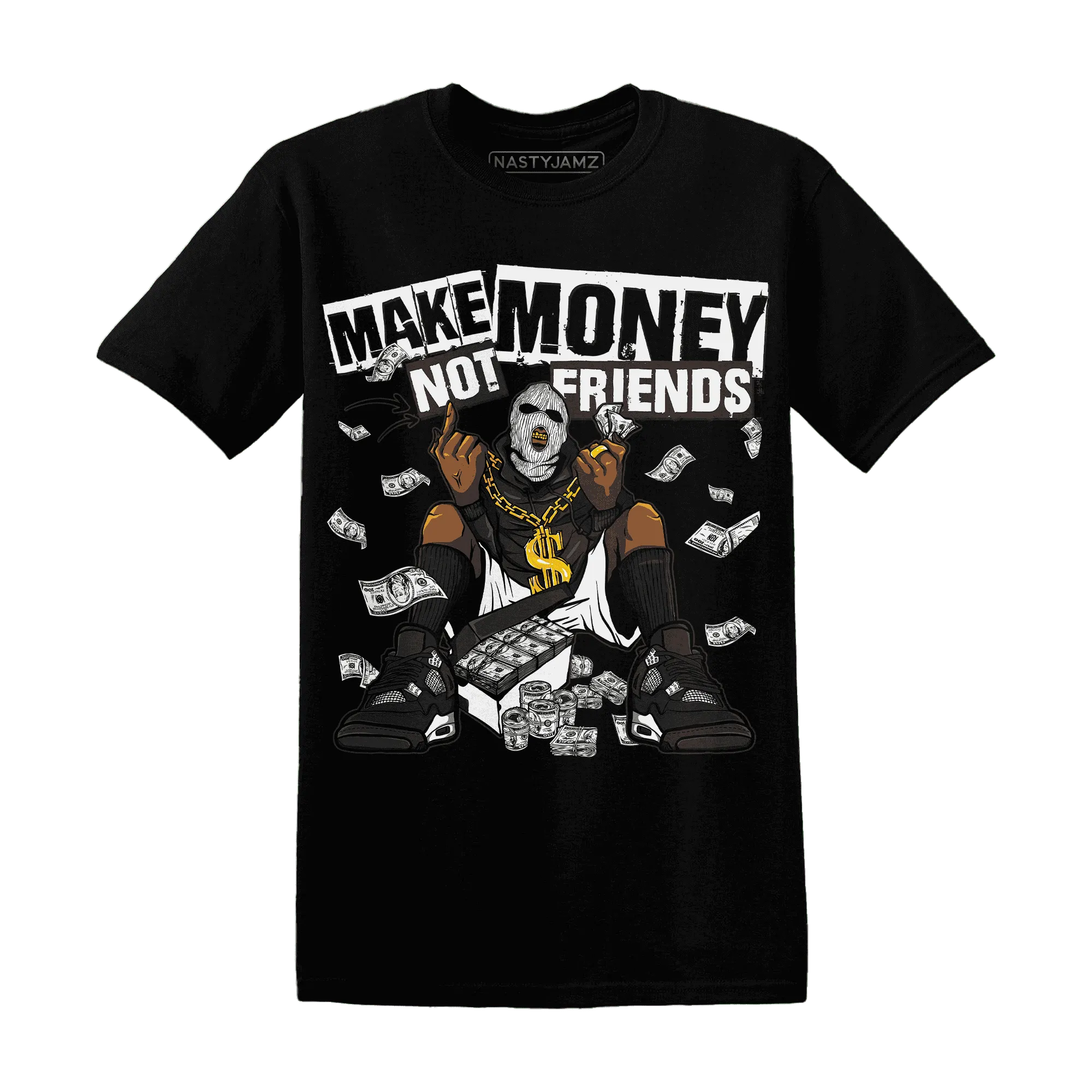 White-Thunder-4s-T-Shirt-Match-Make-Money-Not-Friends