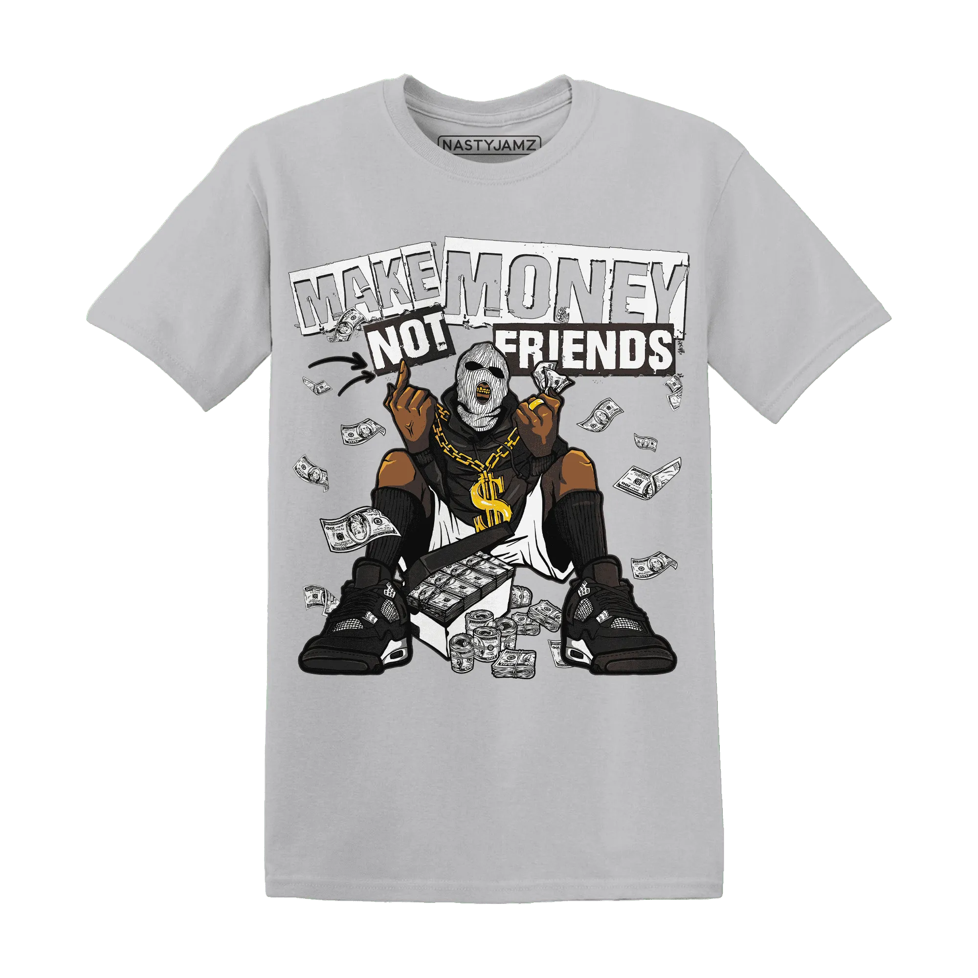 White-Thunder-4s-T-Shirt-Match-Make-Money-Not-Friends