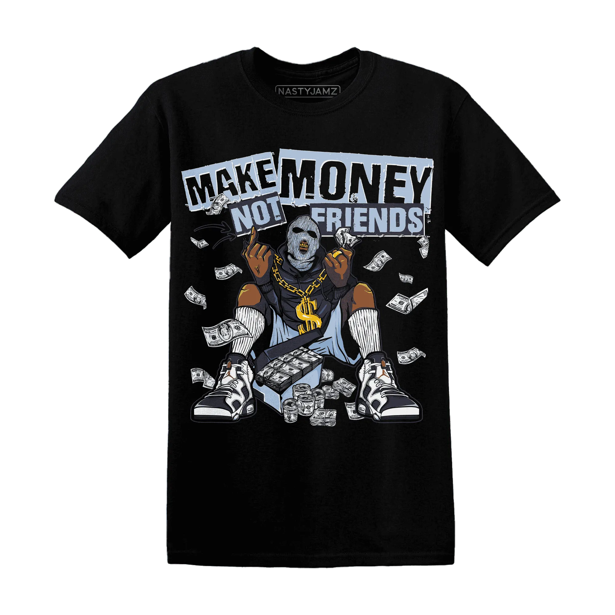 White-Navy-6s-T-Shirt-Match-Make-Money-Not-Friends