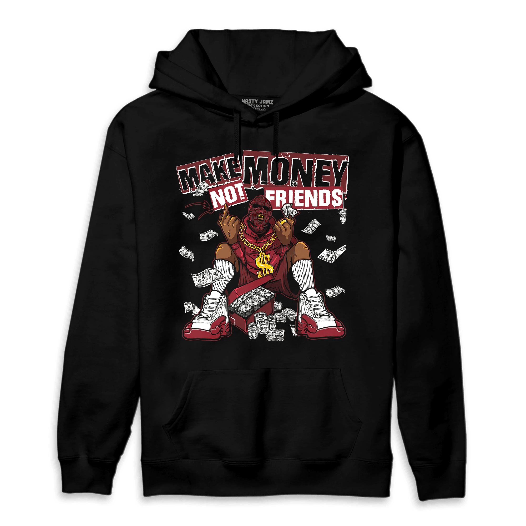 Cherry 12s Hoodie Match Make Money Not Friends - NastyJamz