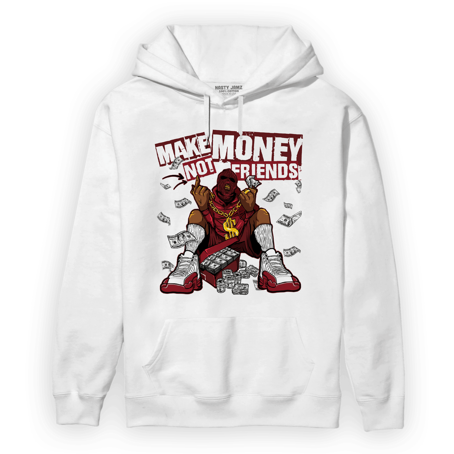 Cherry 12s Hoodie Match Make Money Not Friends - NastyJamz