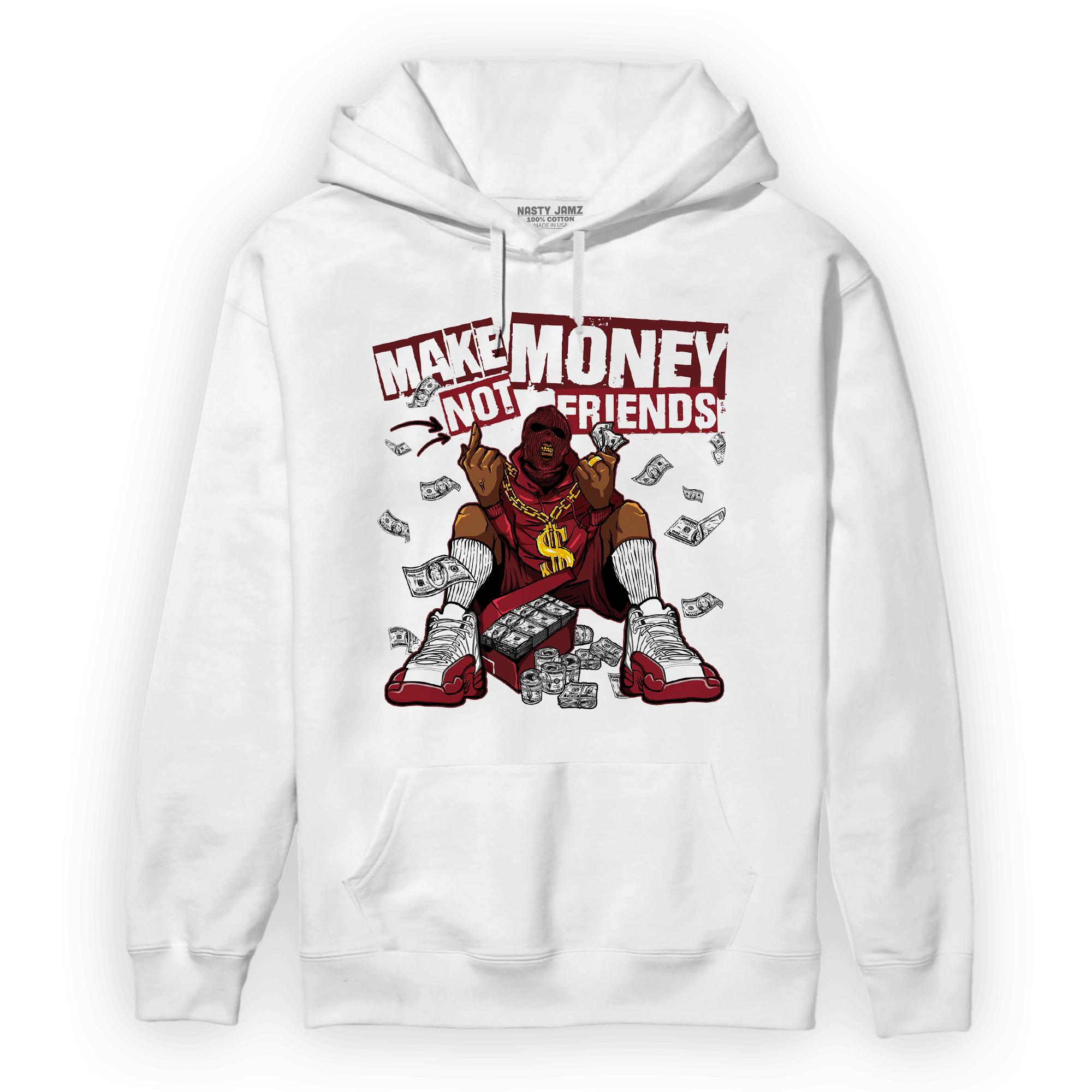 Cherry 12s Hoodie Match Make Money Not Friends - NastyJamz