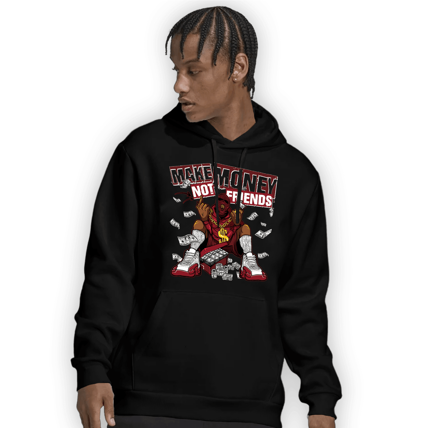 Cherry 12s Hoodie Match Make Money Not Friends - NastyJamz