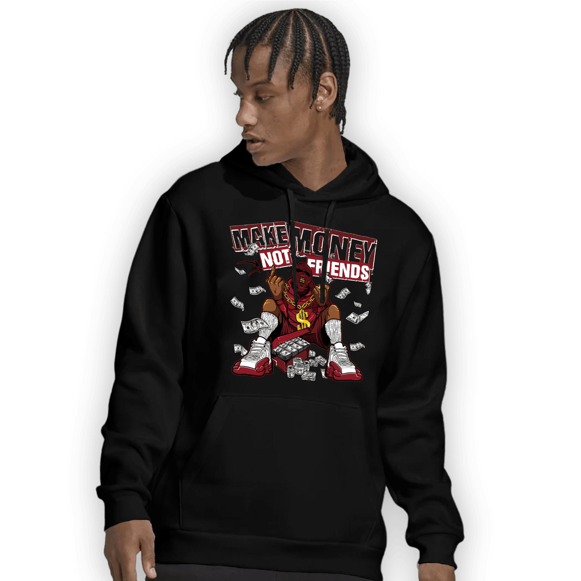 Cherry 12s Hoodie Match Make Money Not Friends - NastyJamz