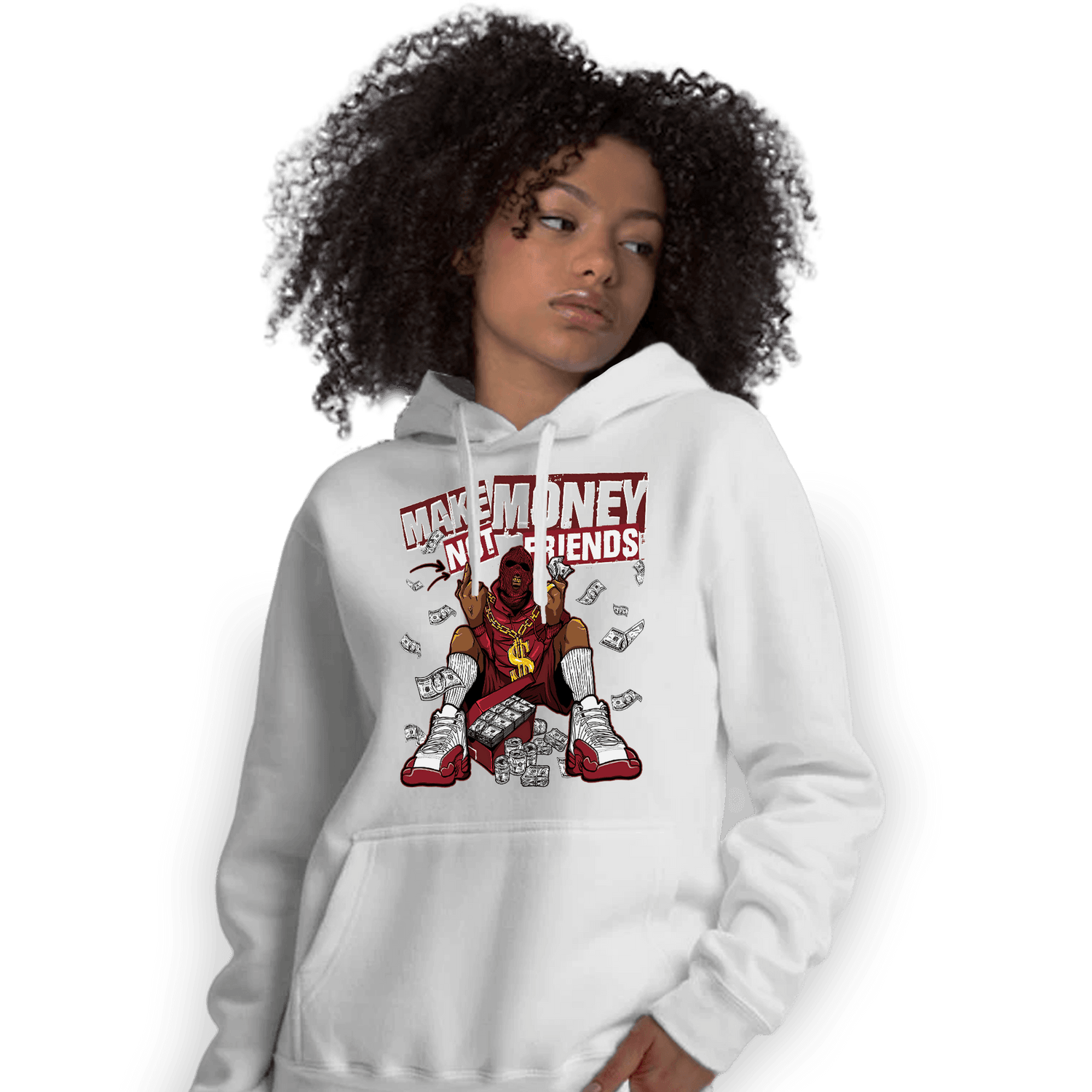 Cherry 12s Hoodie Match Make Money Not Friends - NastyJamz
