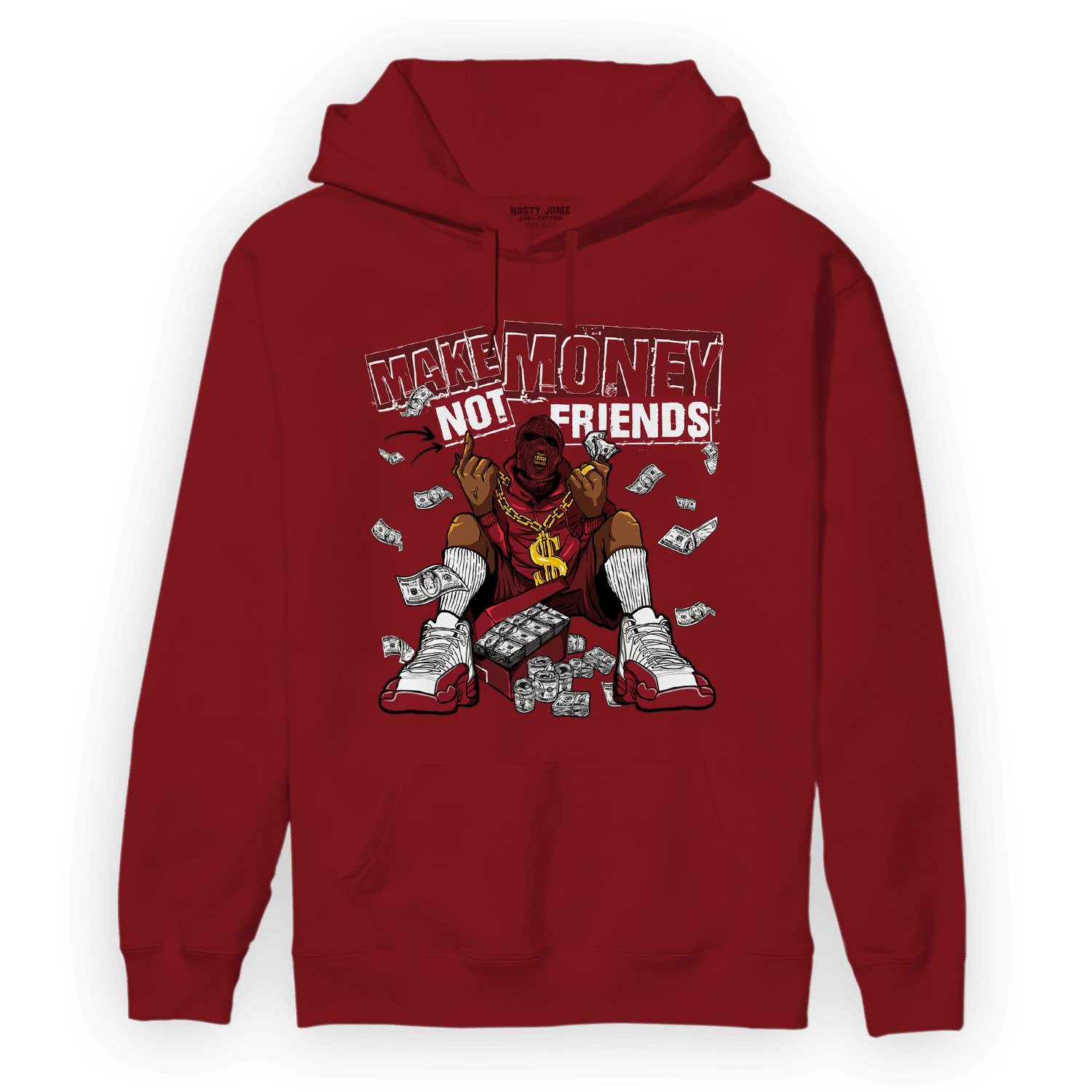 Cherry 12s Hoodie Match Make Money Not Friends - NastyJamz