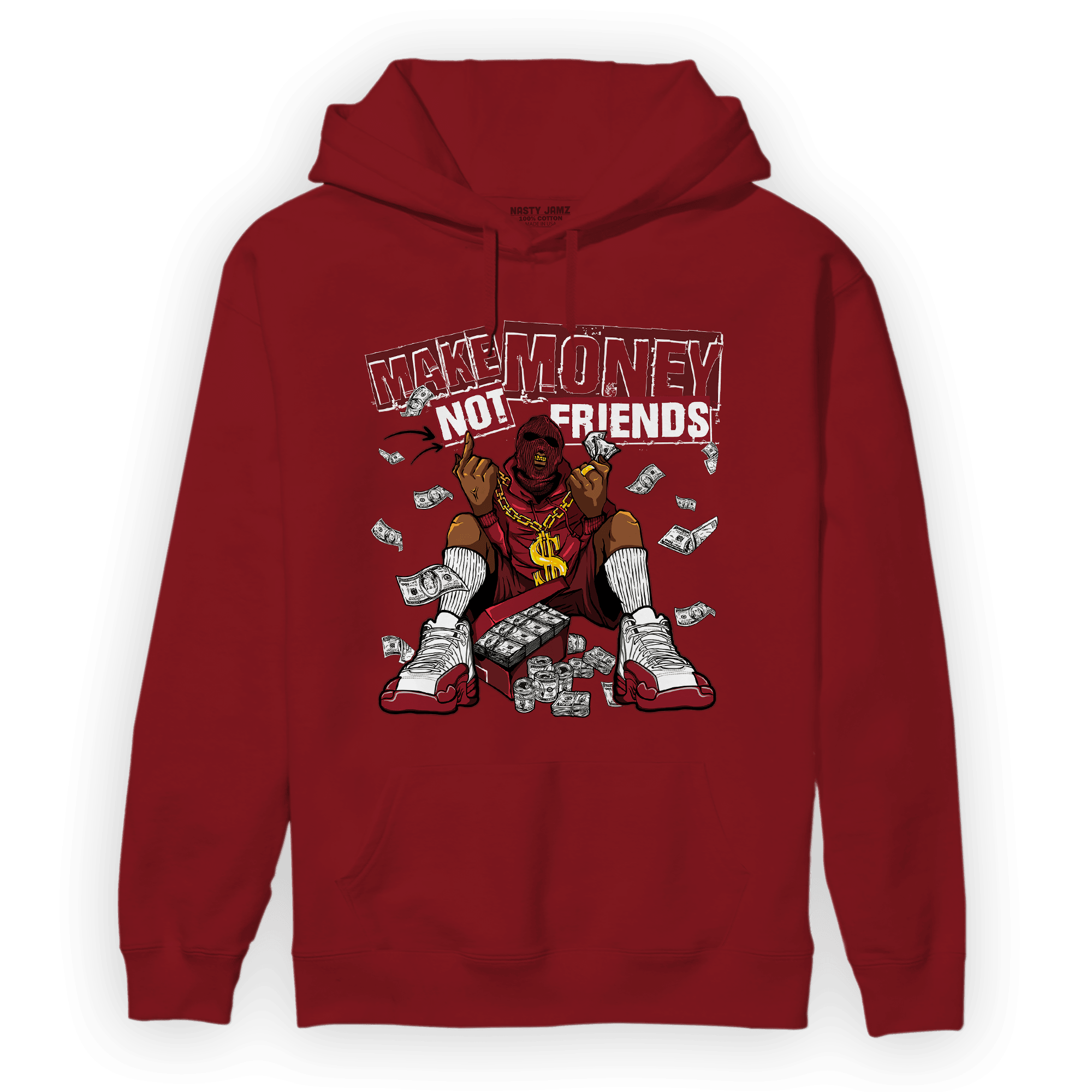 Cherry 12s Hoodie Match Make Money Not Friends - NastyJamz