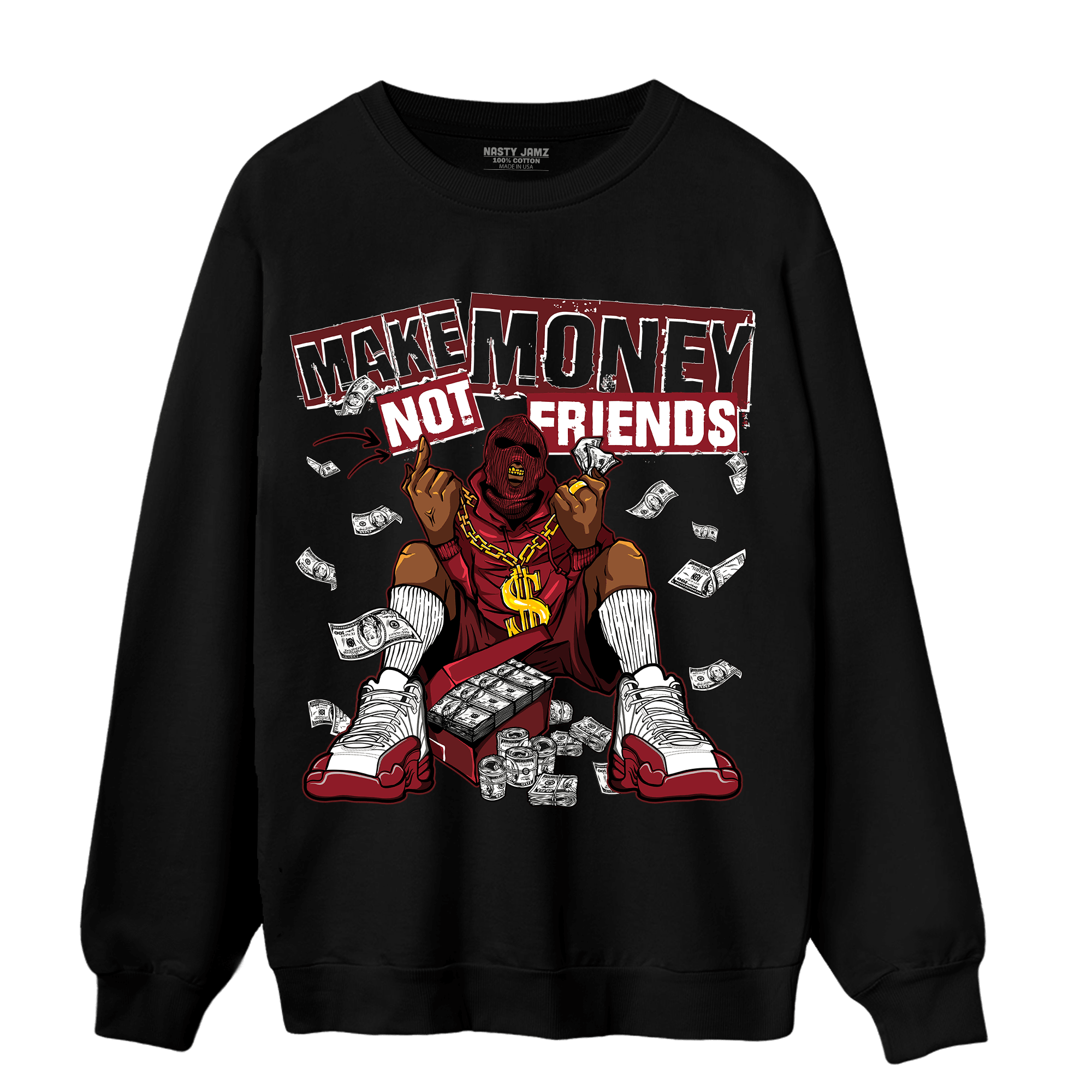 Cherry 12s Sweatshirt Match Make Money Not Friends - NastyJamz