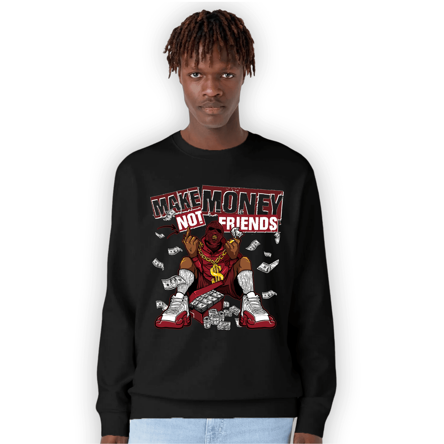 Cherry 12s Sweatshirt Match Make Money Not Friends - NastyJamz