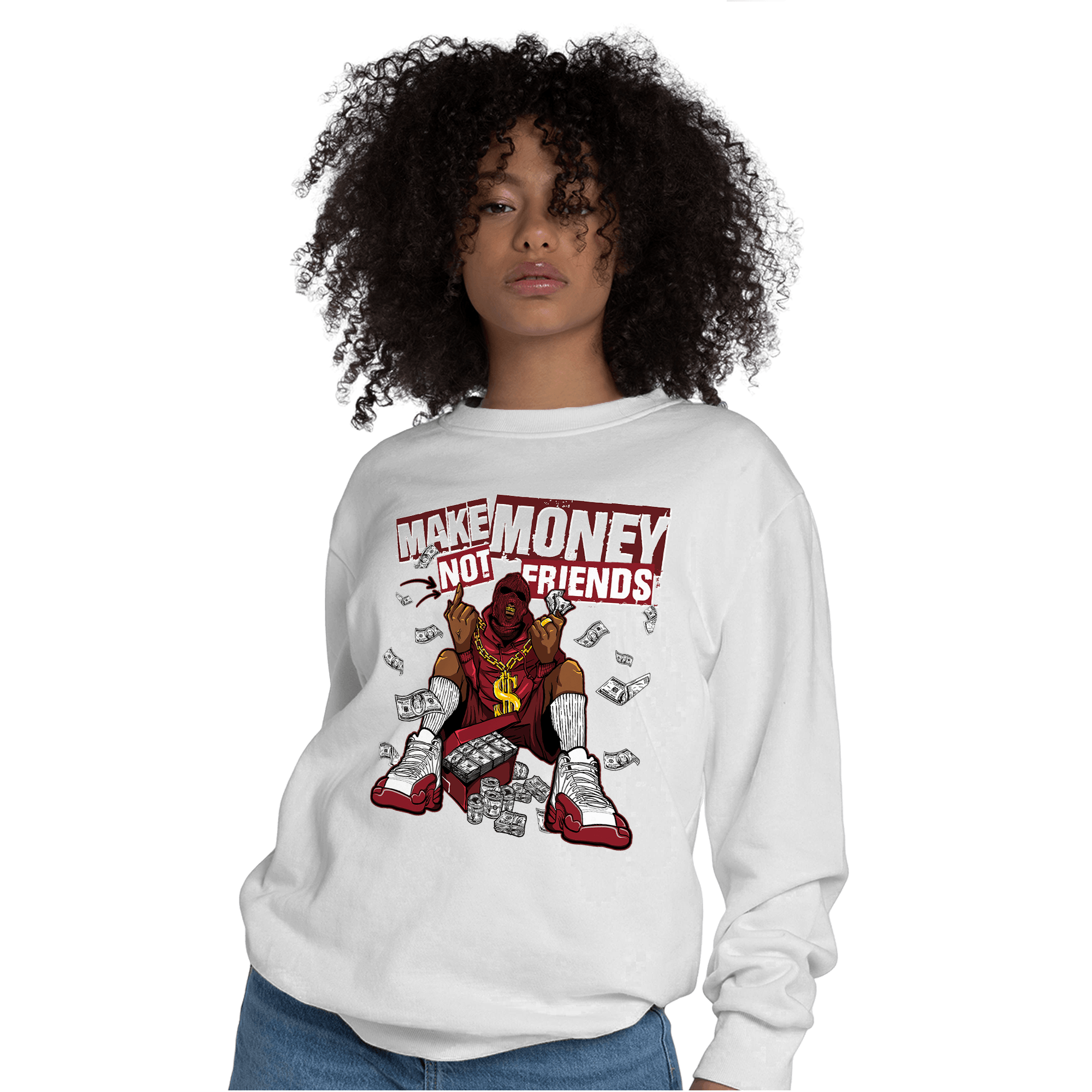 Cherry 12s Sweatshirt Match Make Money Not Friends - NastyJamz