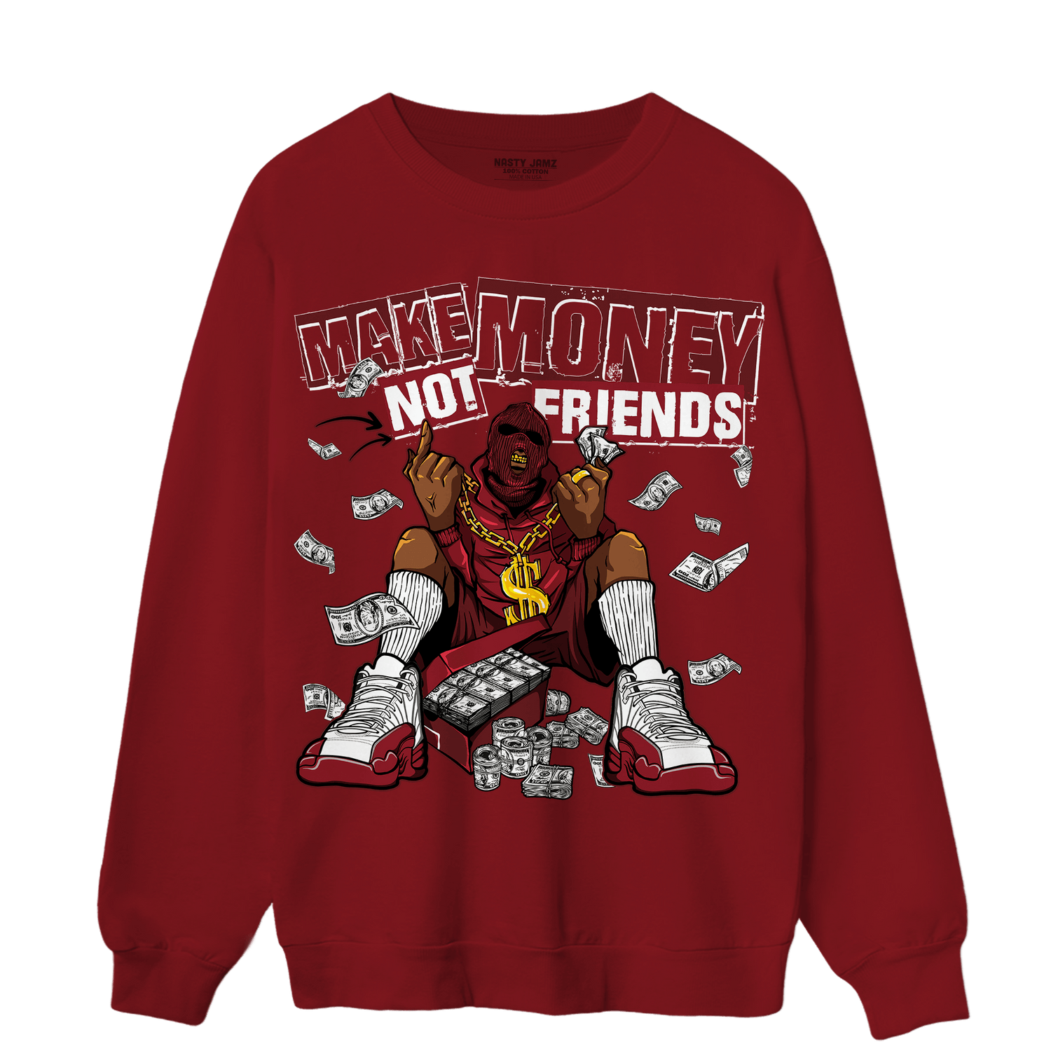 Cherry 12s Sweatshirt Match Make Money Not Friends - NastyJamz