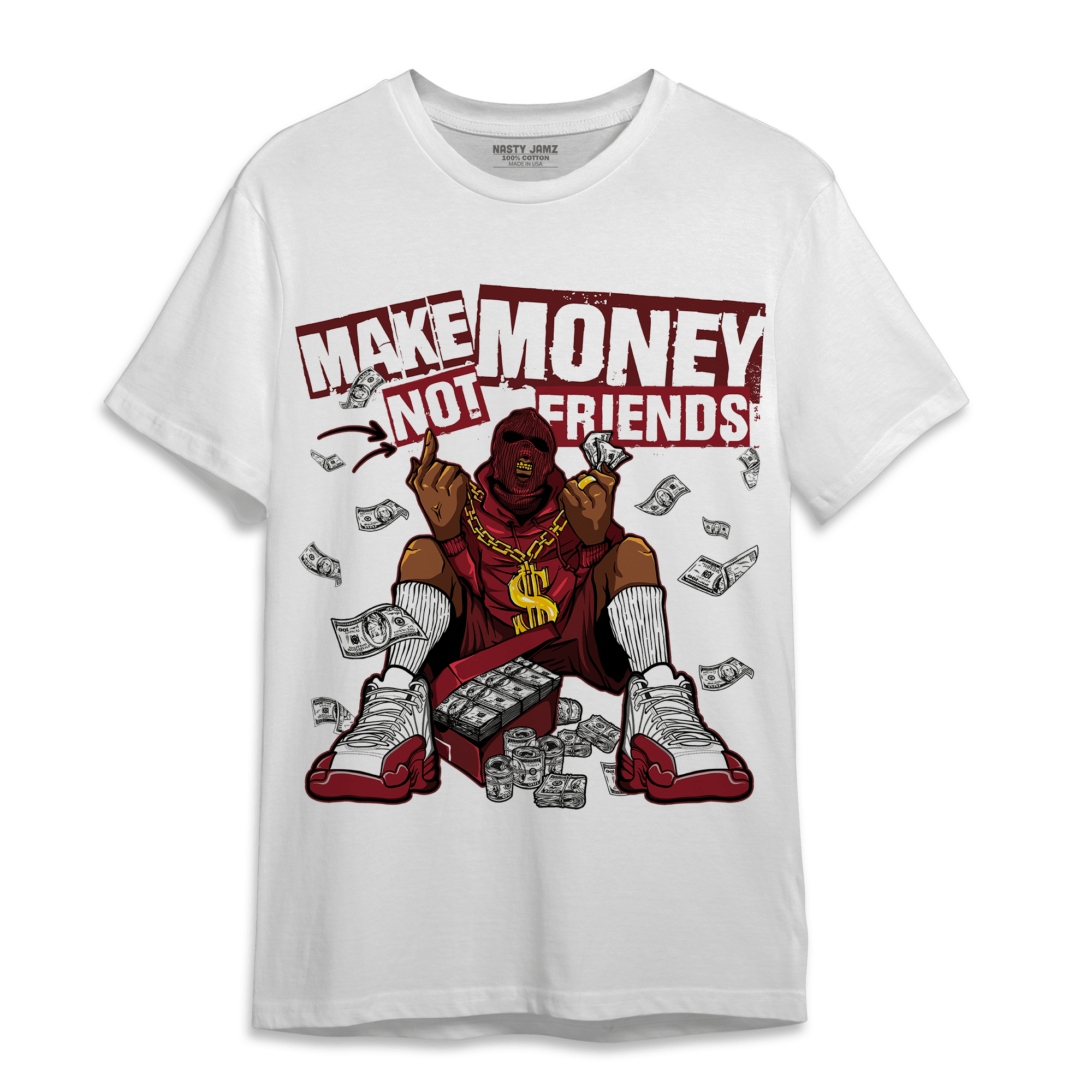 Cherry 12s T Shirt Match Make Money Not Friends - NastyJamz