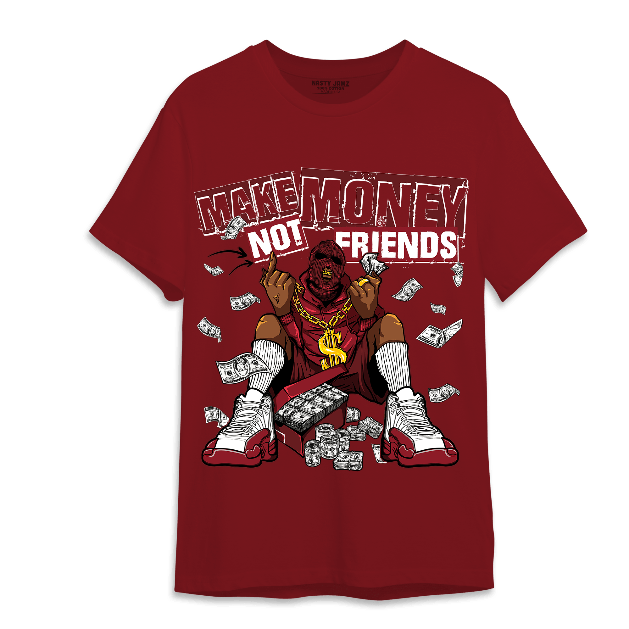 Cherry 12s T Shirt Match Make Money Not Friends - NastyJamz