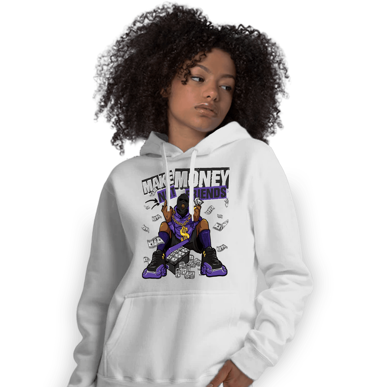 Field Purple 12s Hoodie Match Make Money Not Friends - NastyJamz