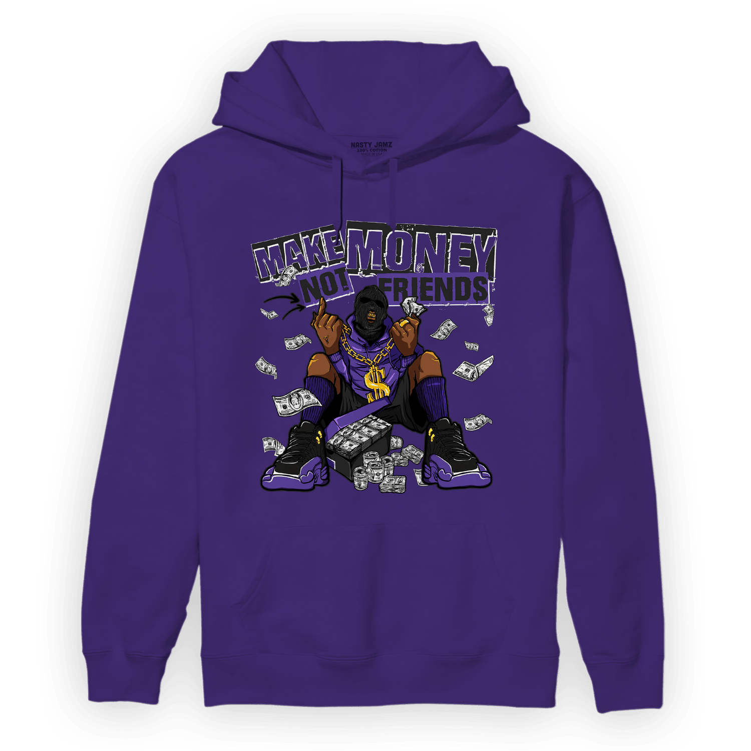 Field Purple 12s Hoodie Match Make Money Not Friends - NastyJamz